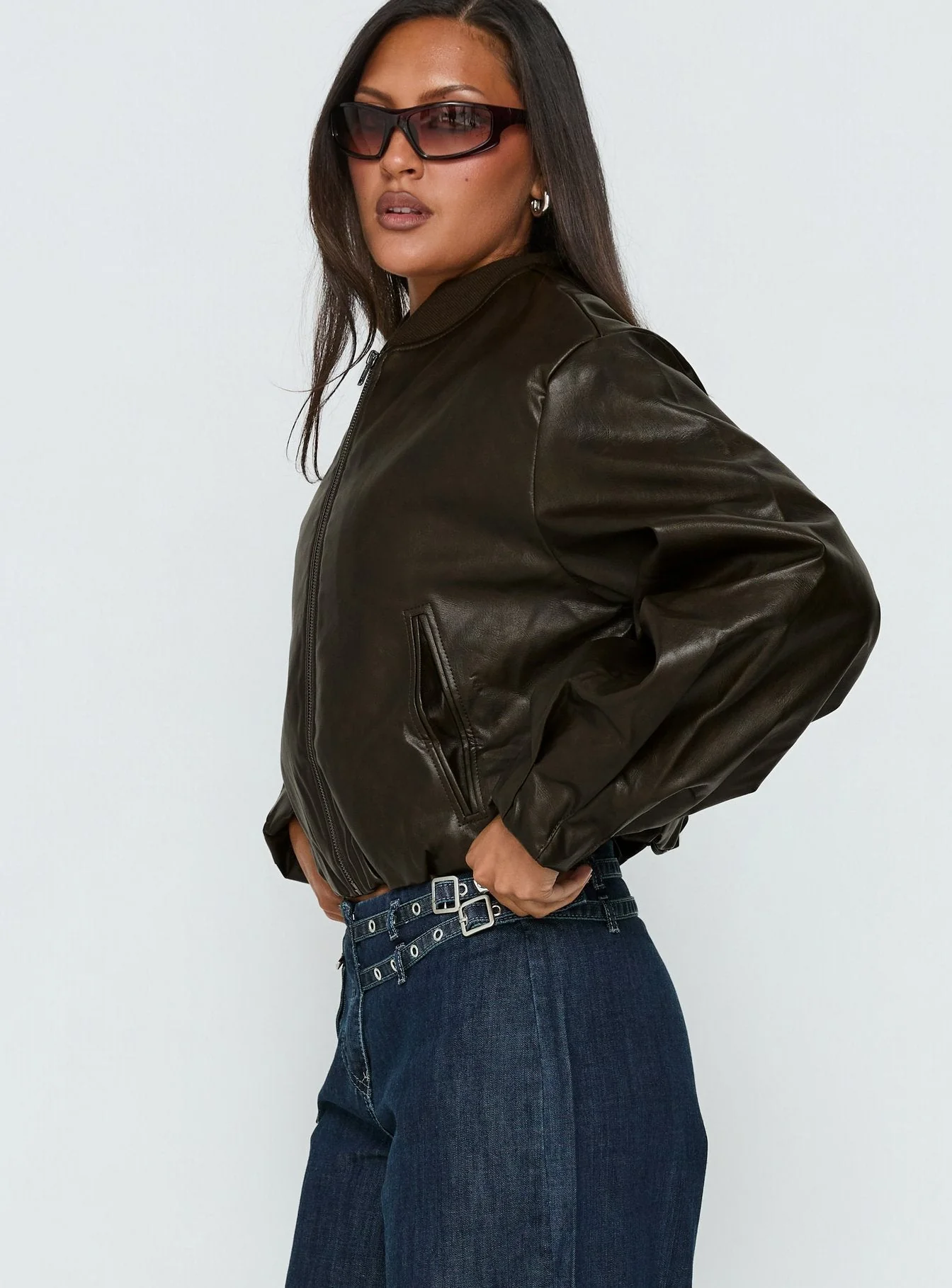 Mastery PU Bomber Jacket Washed Brown - Image 4