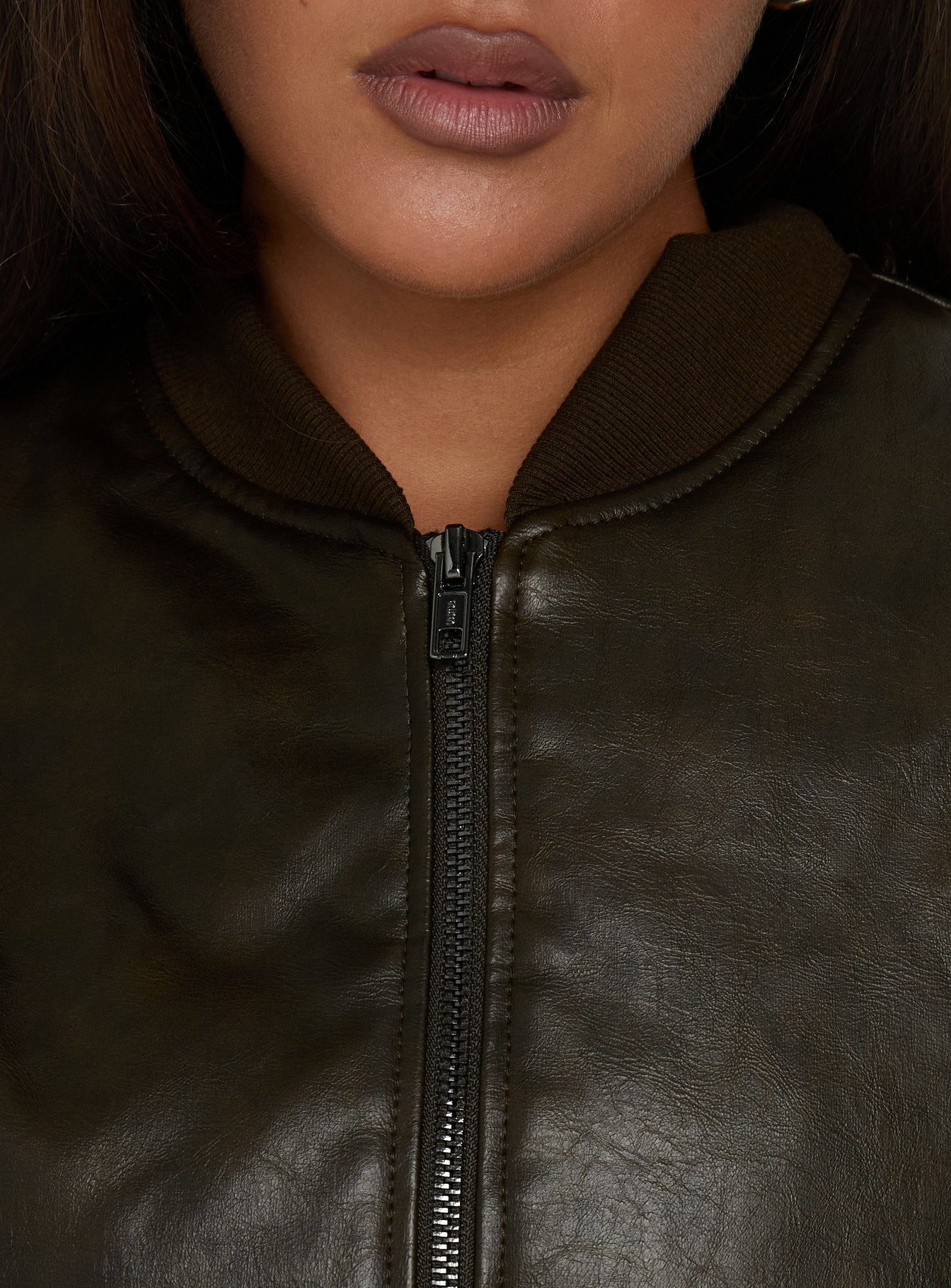 Mastery PU Bomber Jacket Washed Brown - Image 6
