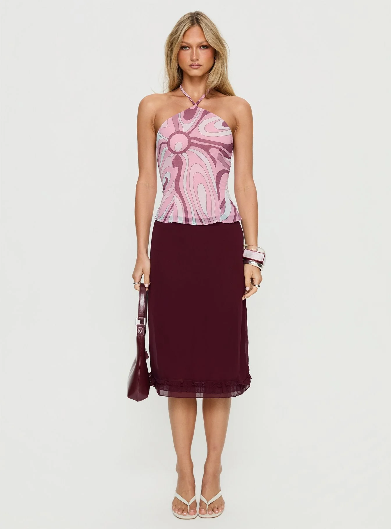 Mayble Arrow Neck Top Pink Swirl - Image 7