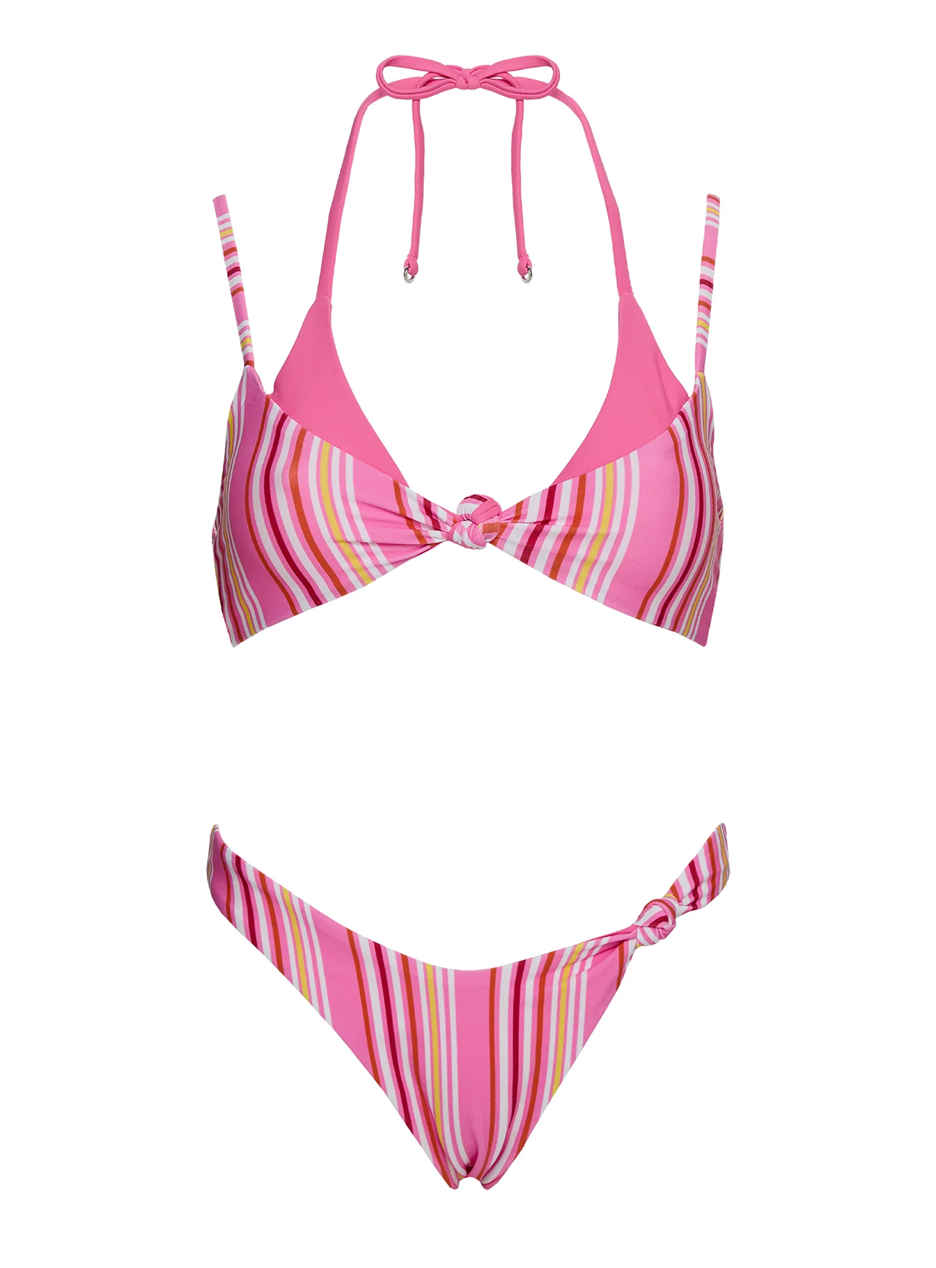 Melesa Layered Halter Bikini Top Pink Stripe - Image 5
