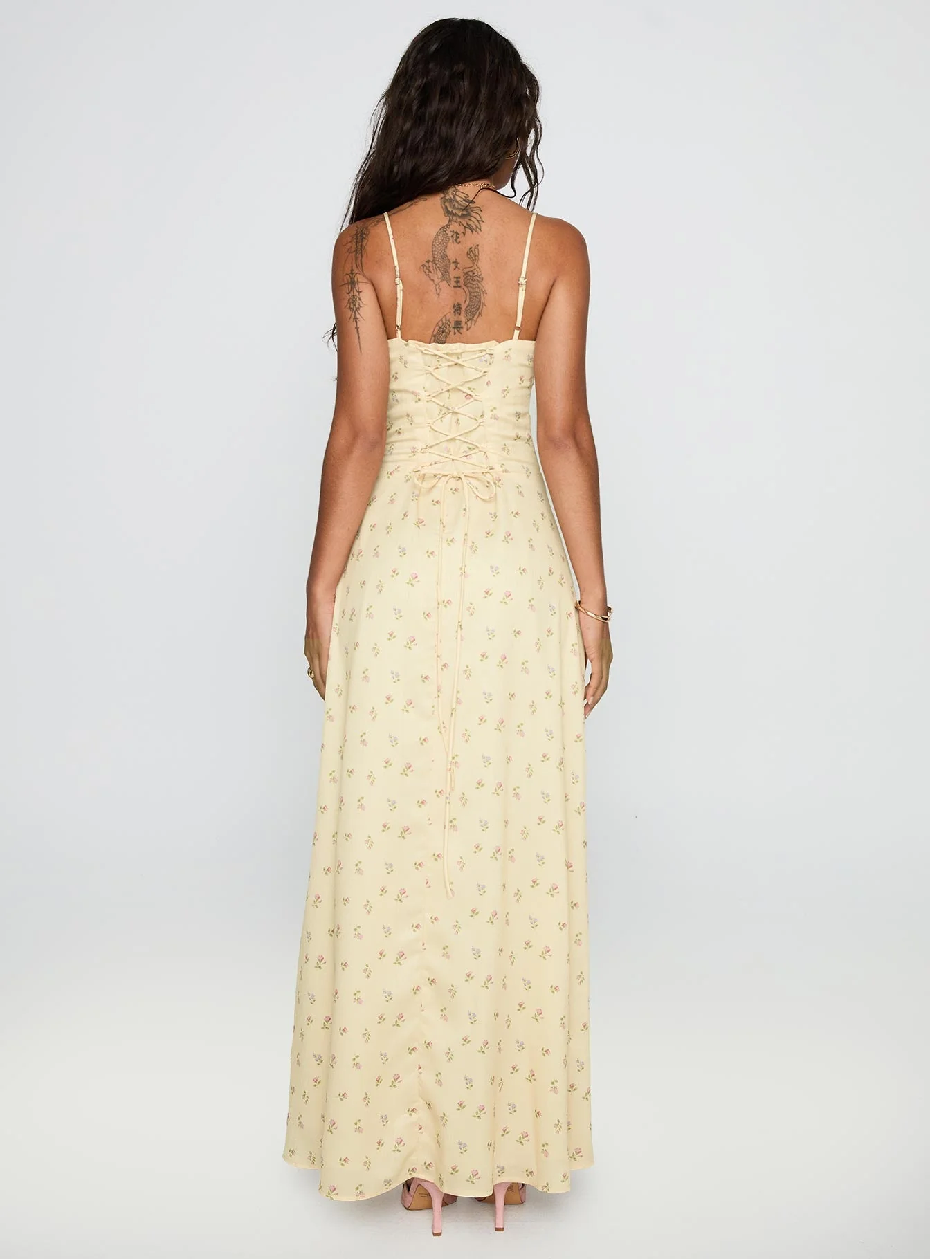 Members Only Maxi Dress Yellow Floral - Image 5