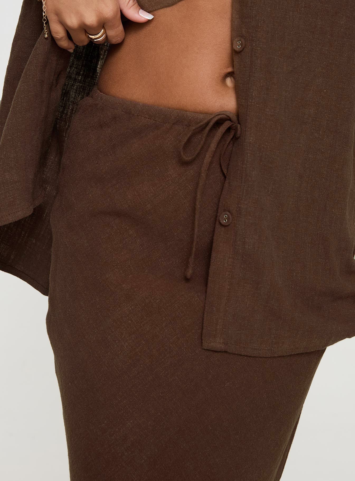 Mercer Linen Blend Maxi Skirt Chocolate - Image 6