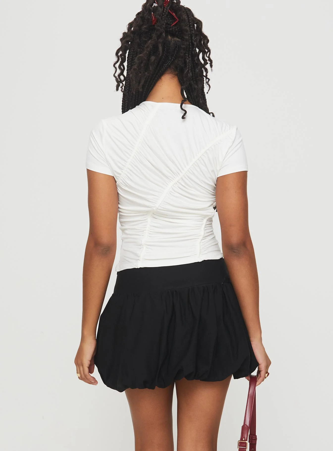 Mersale Bubble Hem Mini Skirt Black - Image 5
