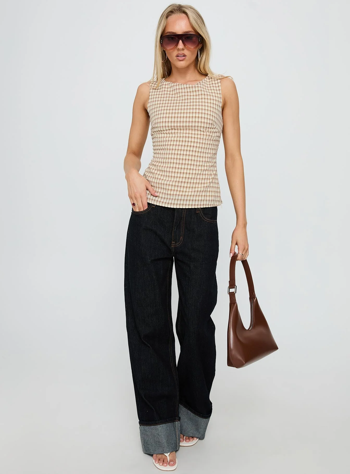 Michaud Top Brown Gingham - Image 3