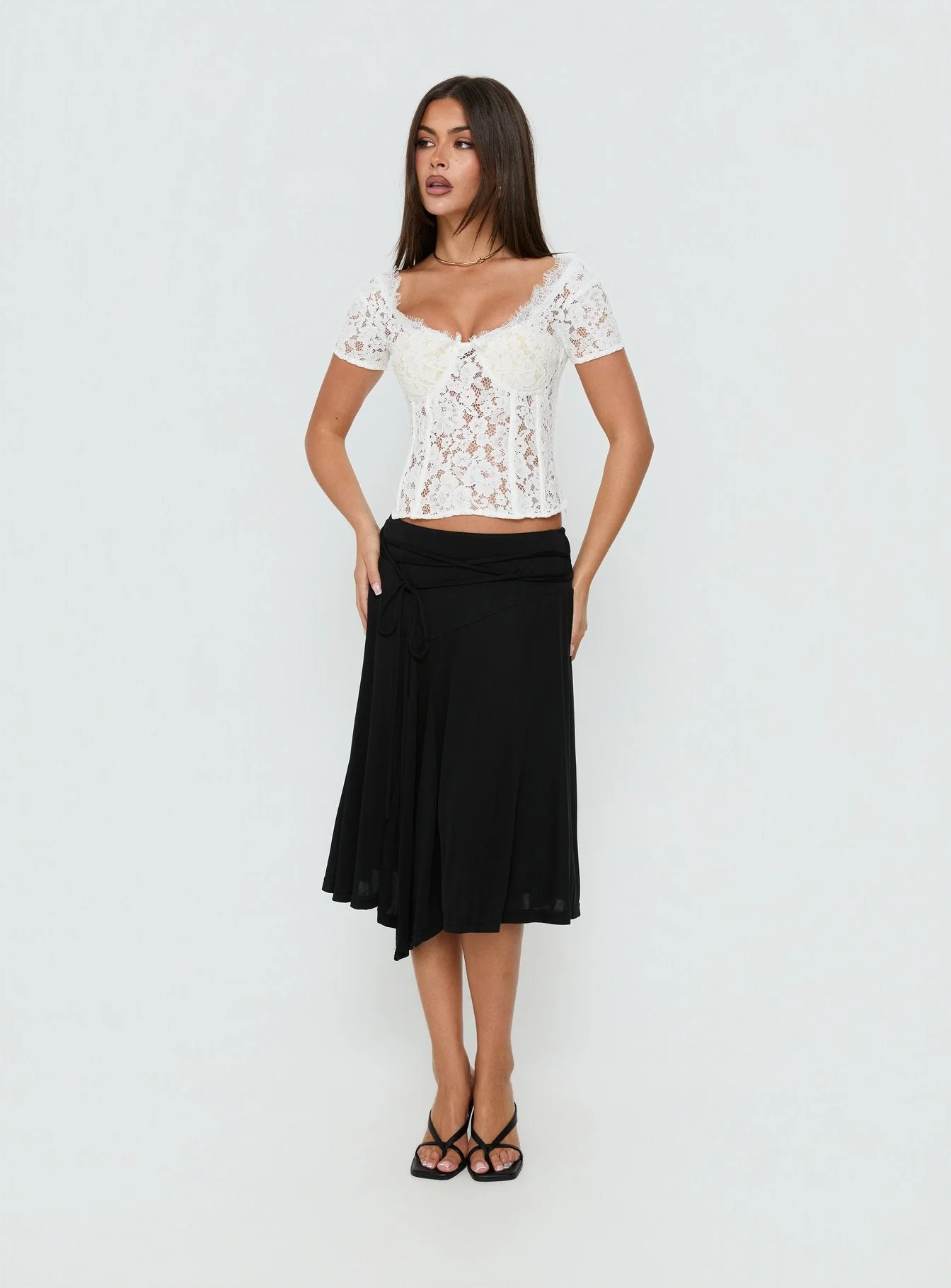 Miquela Short Sleeve Corset Lace Top White - Image 3