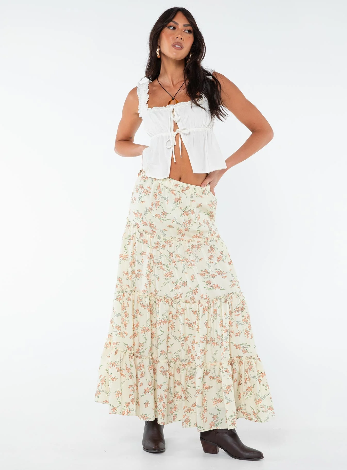 Miriah Maxi Skirt Cream Floral - Image 3