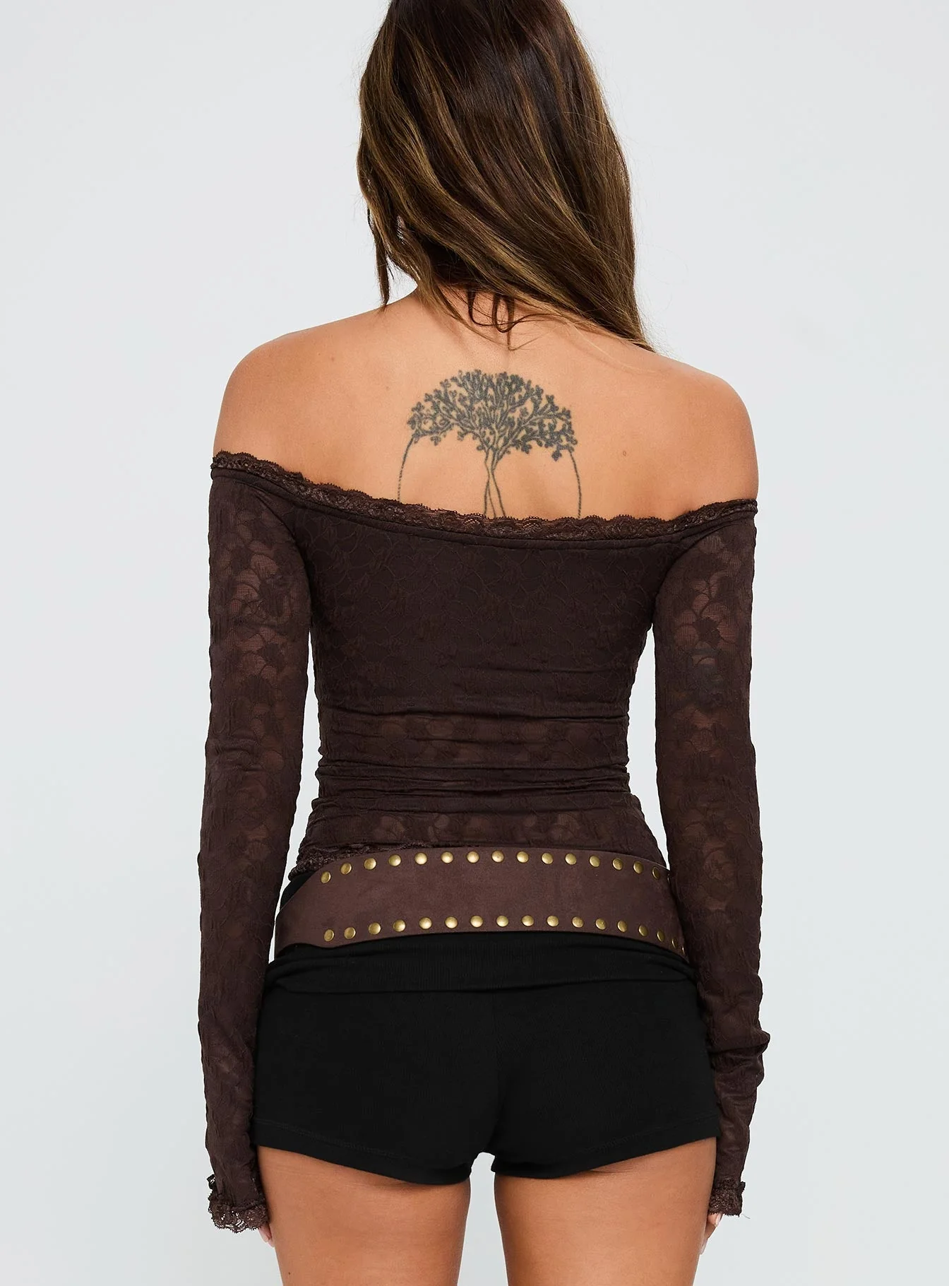 Mochapella Off The Shoulder Top Brown - Image 5