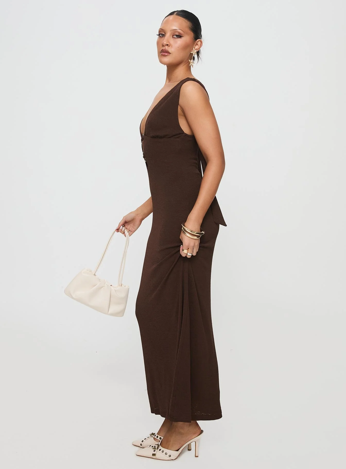 Steward Maxi Dress Chocolate - Image 4