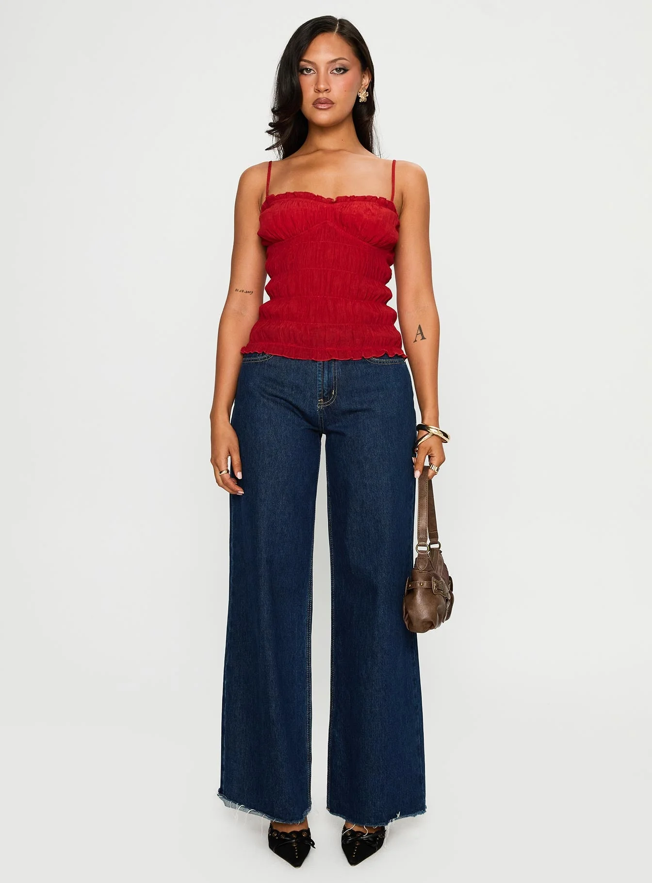 Money Maker Ruched Cami Top Red - Image 7