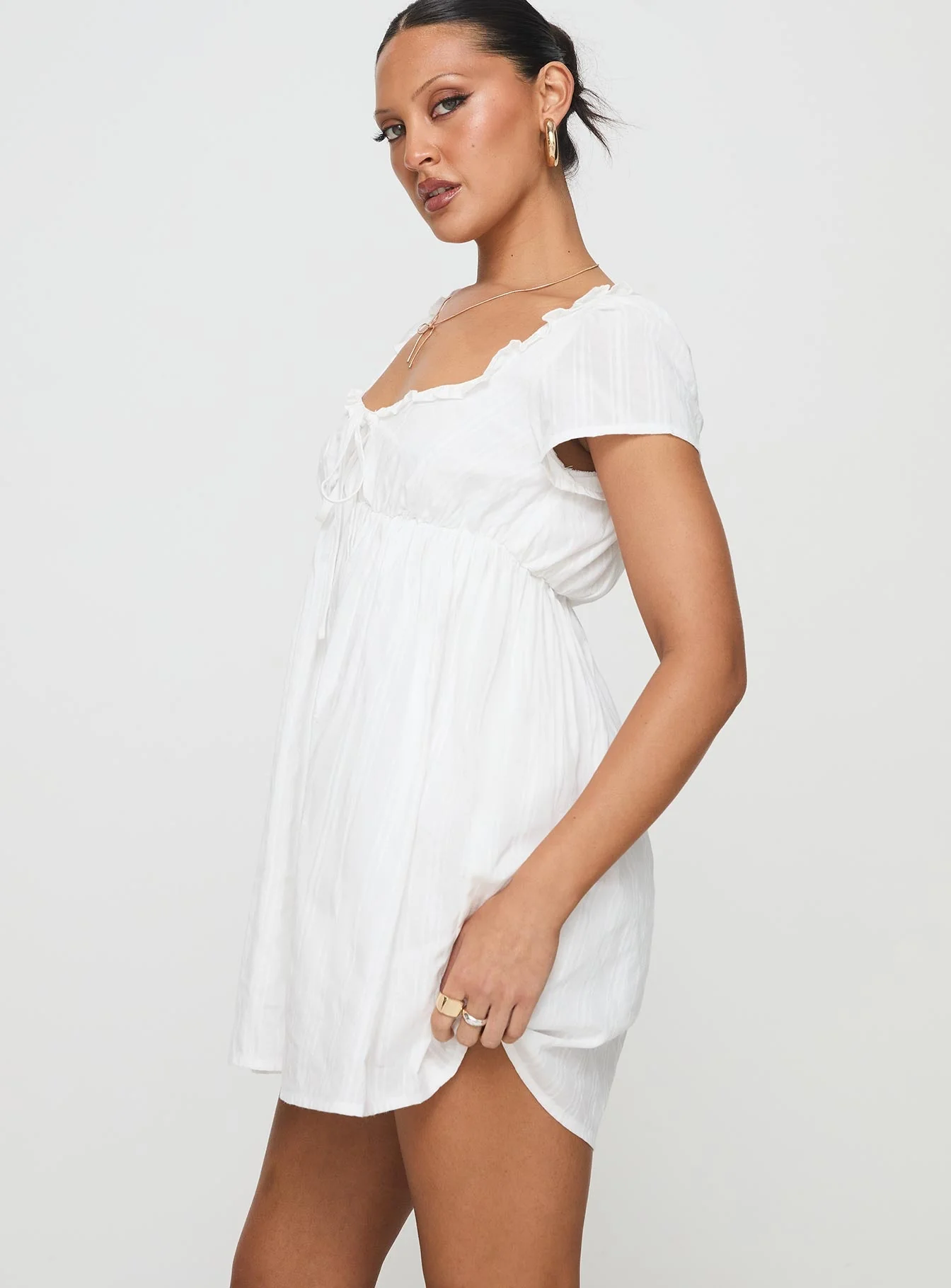 Monsterrat Mini Dress White - Image 3