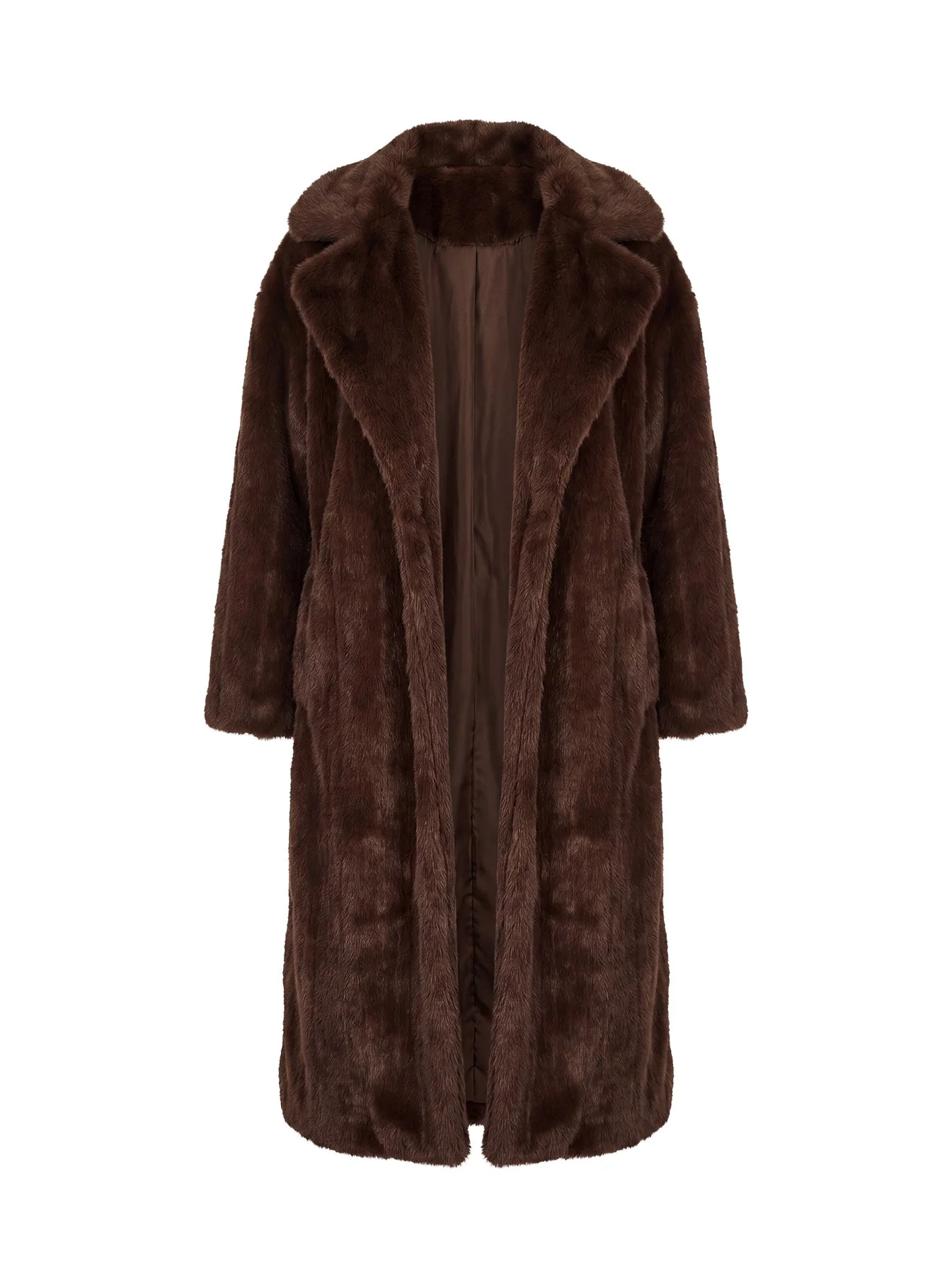 Moss Faux Fur Coat Chocolate - Image 13