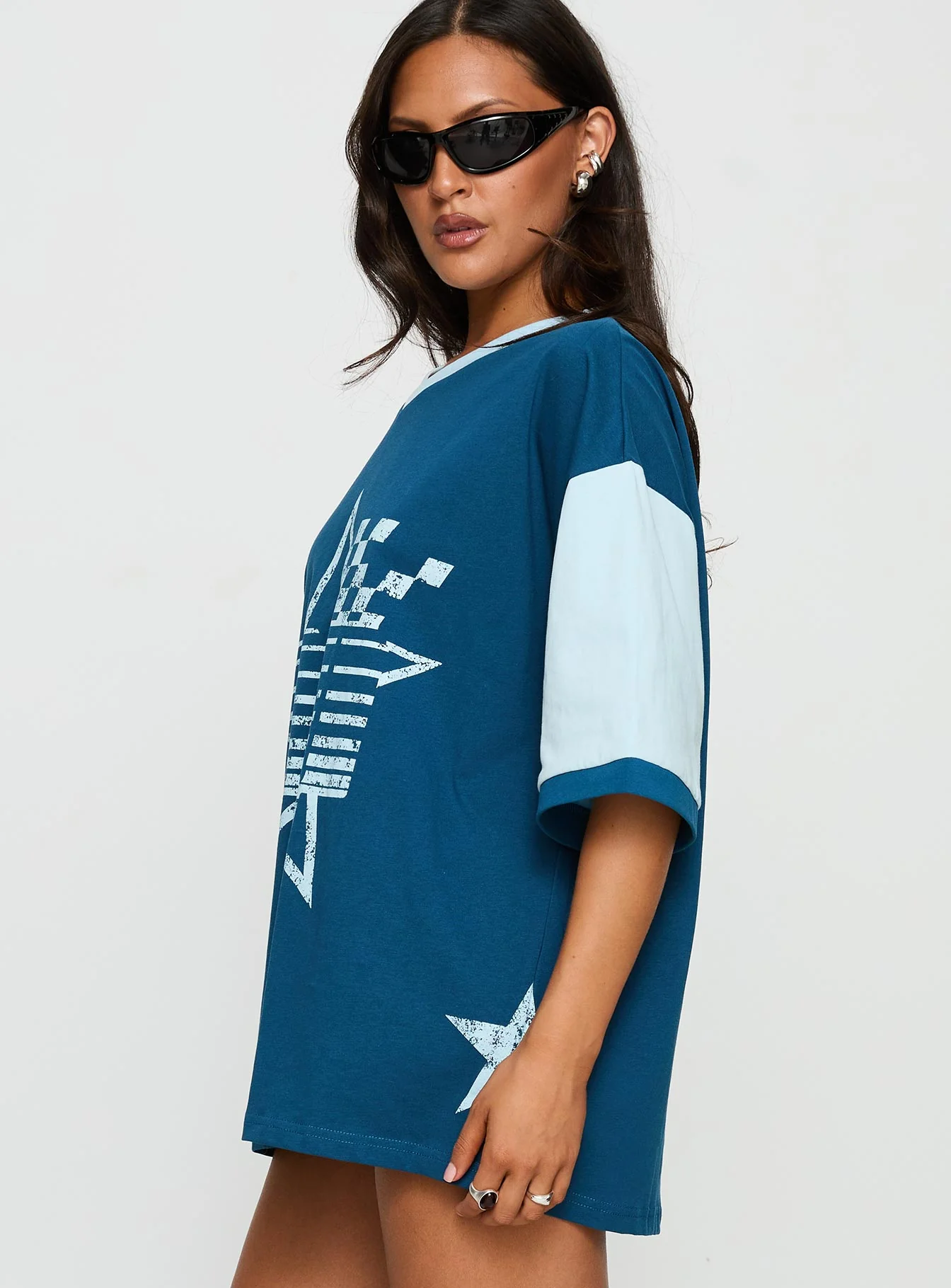 Nachell Short Sleeve Moto Top Blue - Image 4