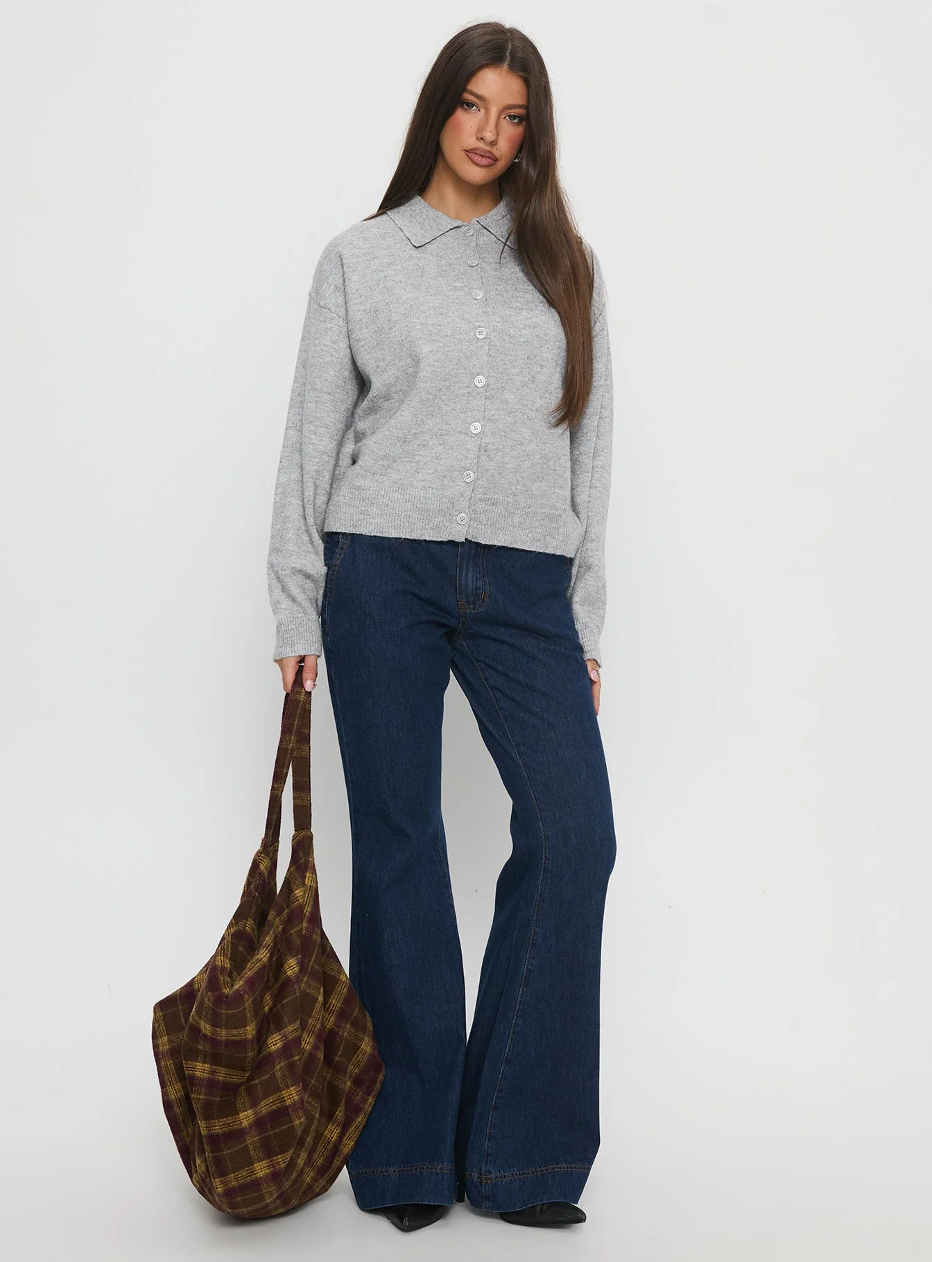 Nadyna Collared Cardigan Grey Marle - Image 3