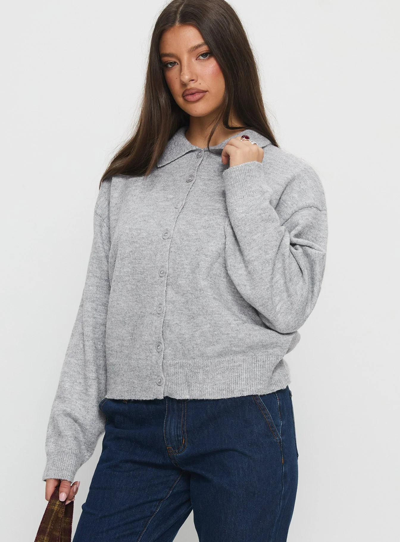 Nadyna Collared Cardigan Grey Marle - Image 4
