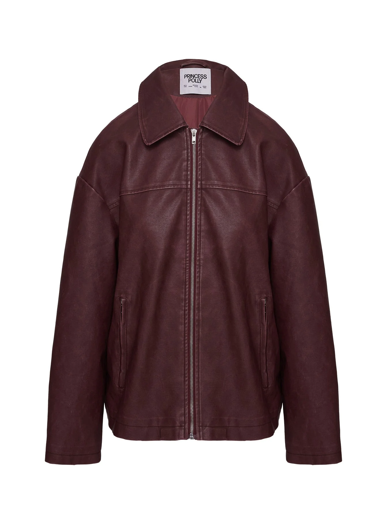 Napoleon Faux Leather Jacket Burgundy - Image 14
