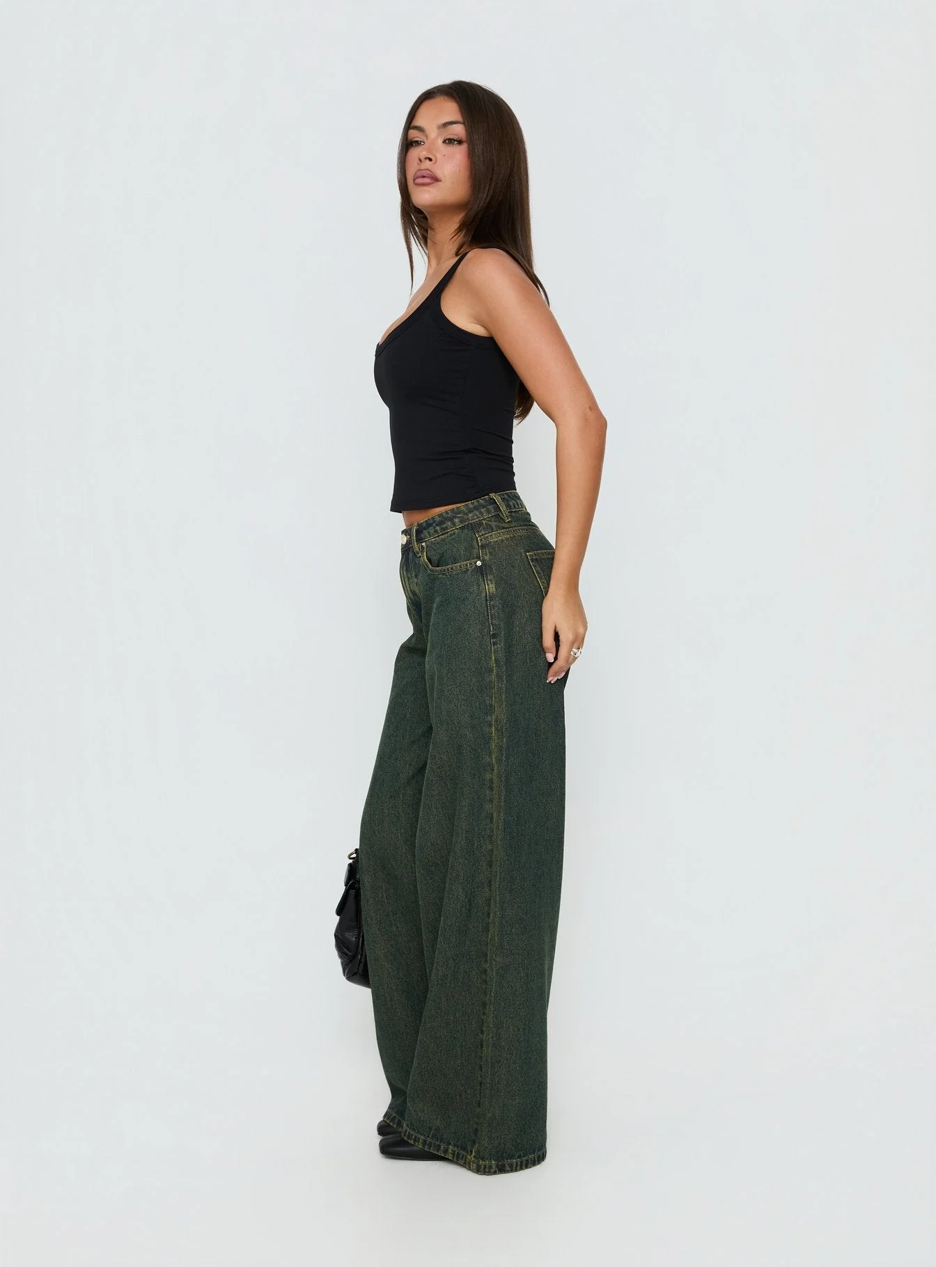Naylor Mid Rise Wide Leg Jeans Grunge Wash - Image 4