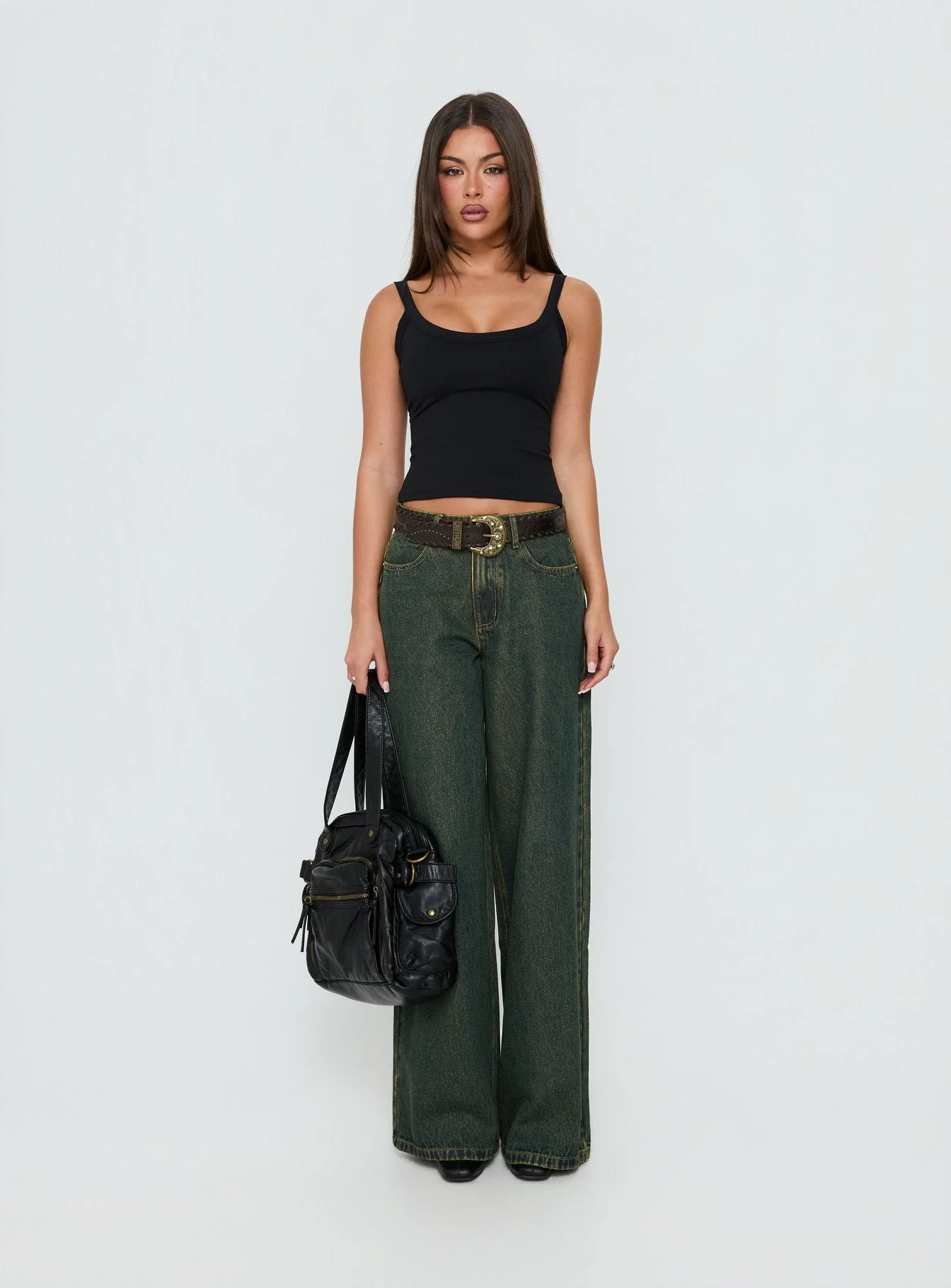 Naylor Mid Rise Wide Leg Jeans Grunge Wash - Image 8