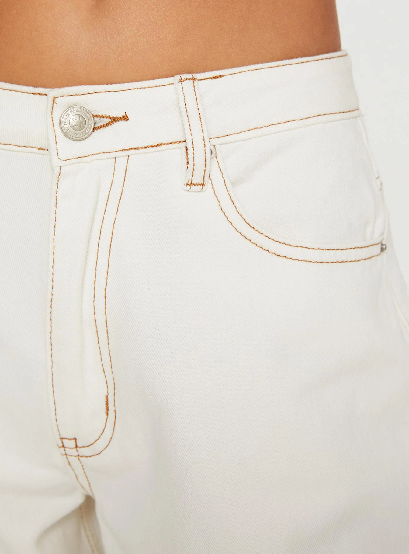 Naylor Mid Rise Wide Leg Jeans Cream - Image 5