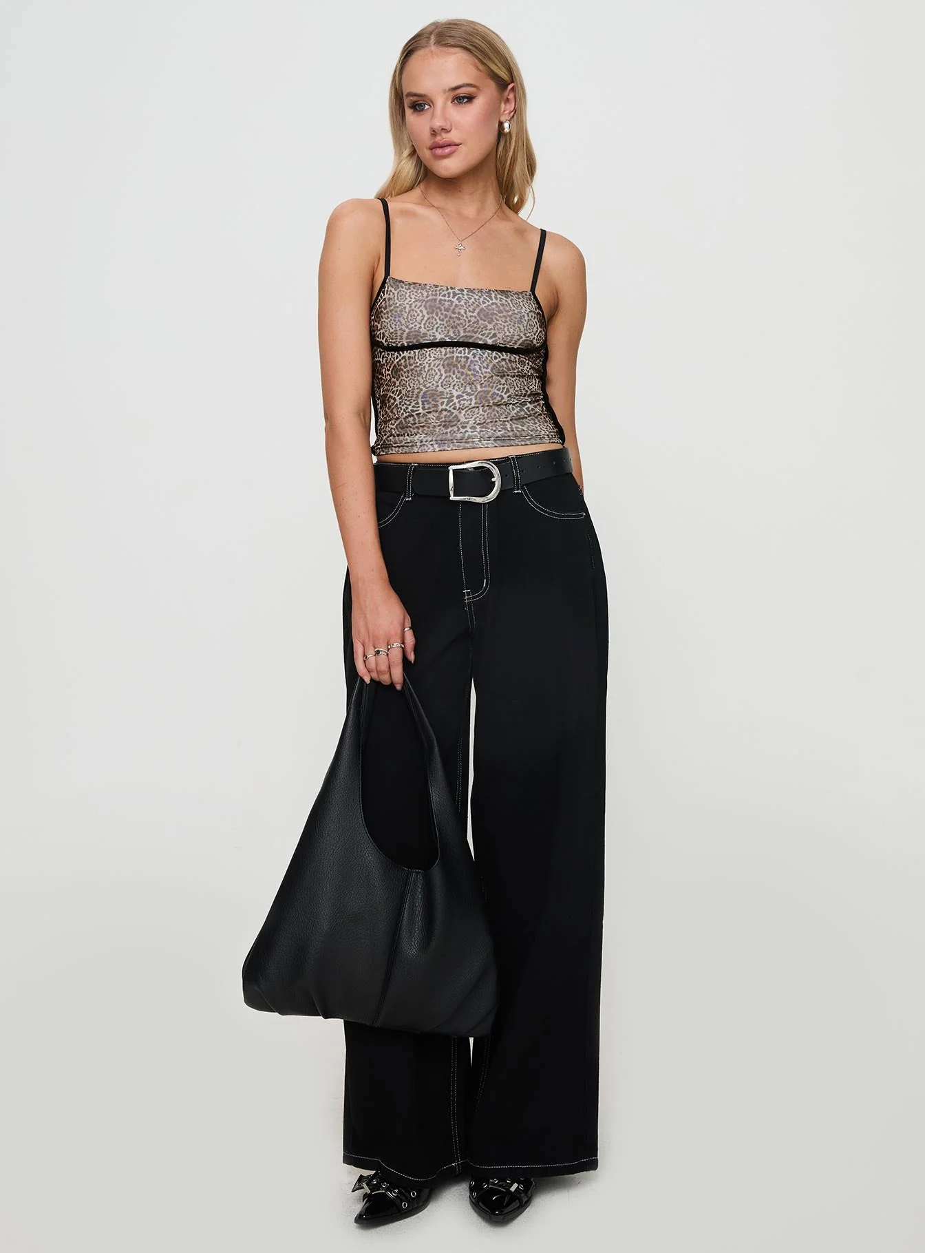Naylor Mid Rise Wide Leg Jeans Mid Black - Image 3
