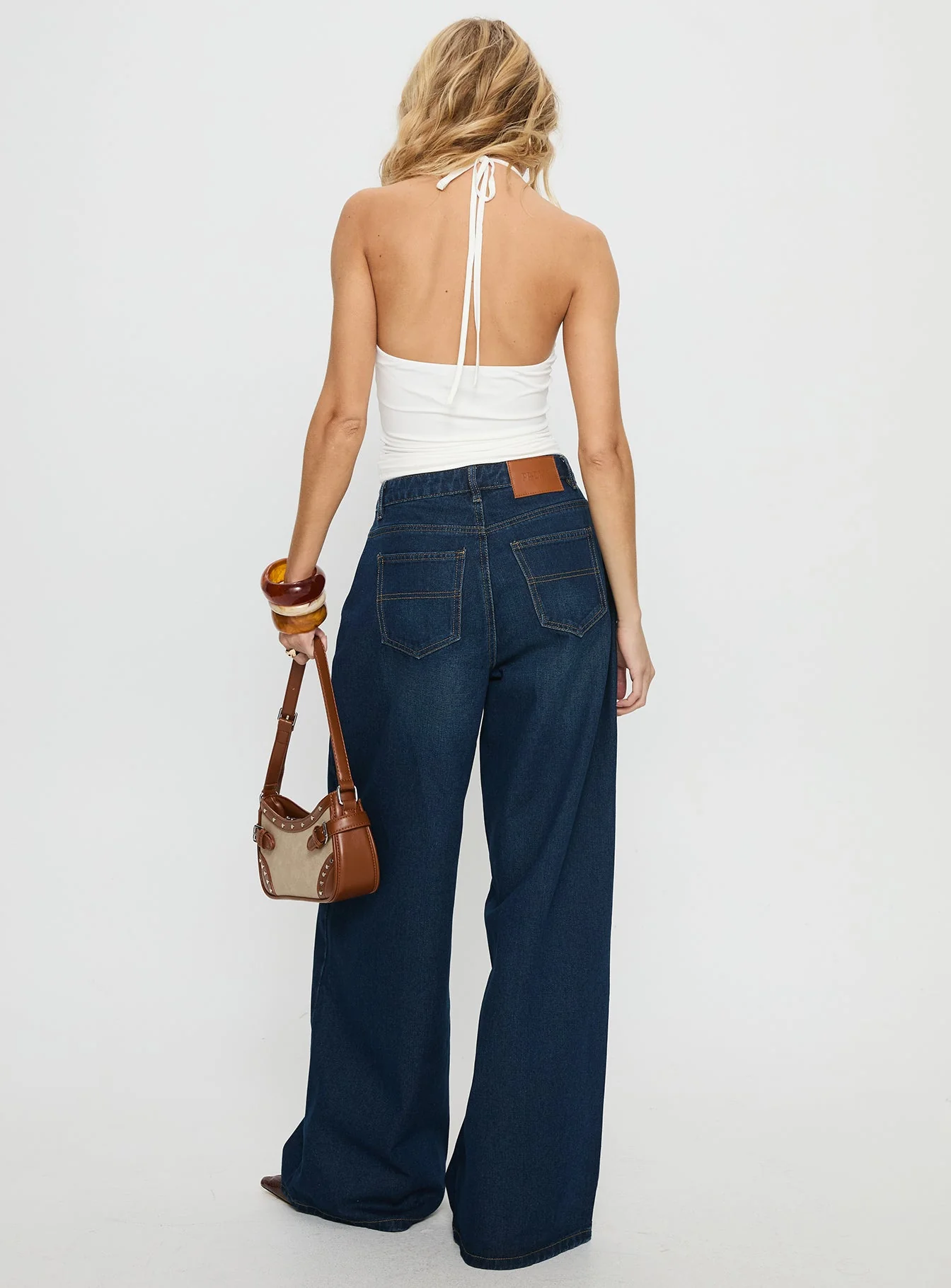 Naylor Mid Rise Wide Leg Jeans Mid Blue Denim - Image 6