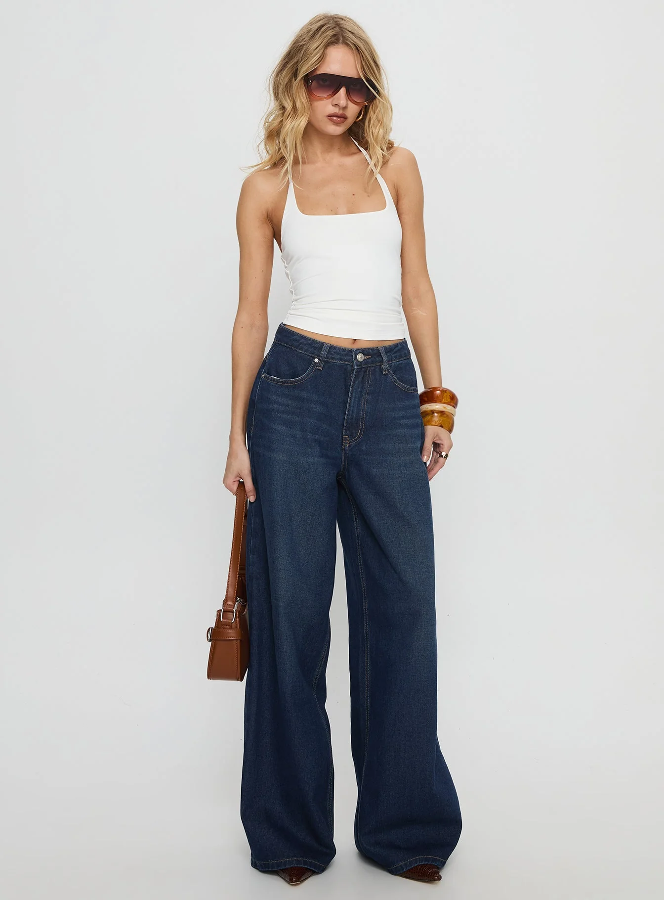 Naylor Mid Rise Wide Leg Jeans Mid Blue Denim Tall - Image 3