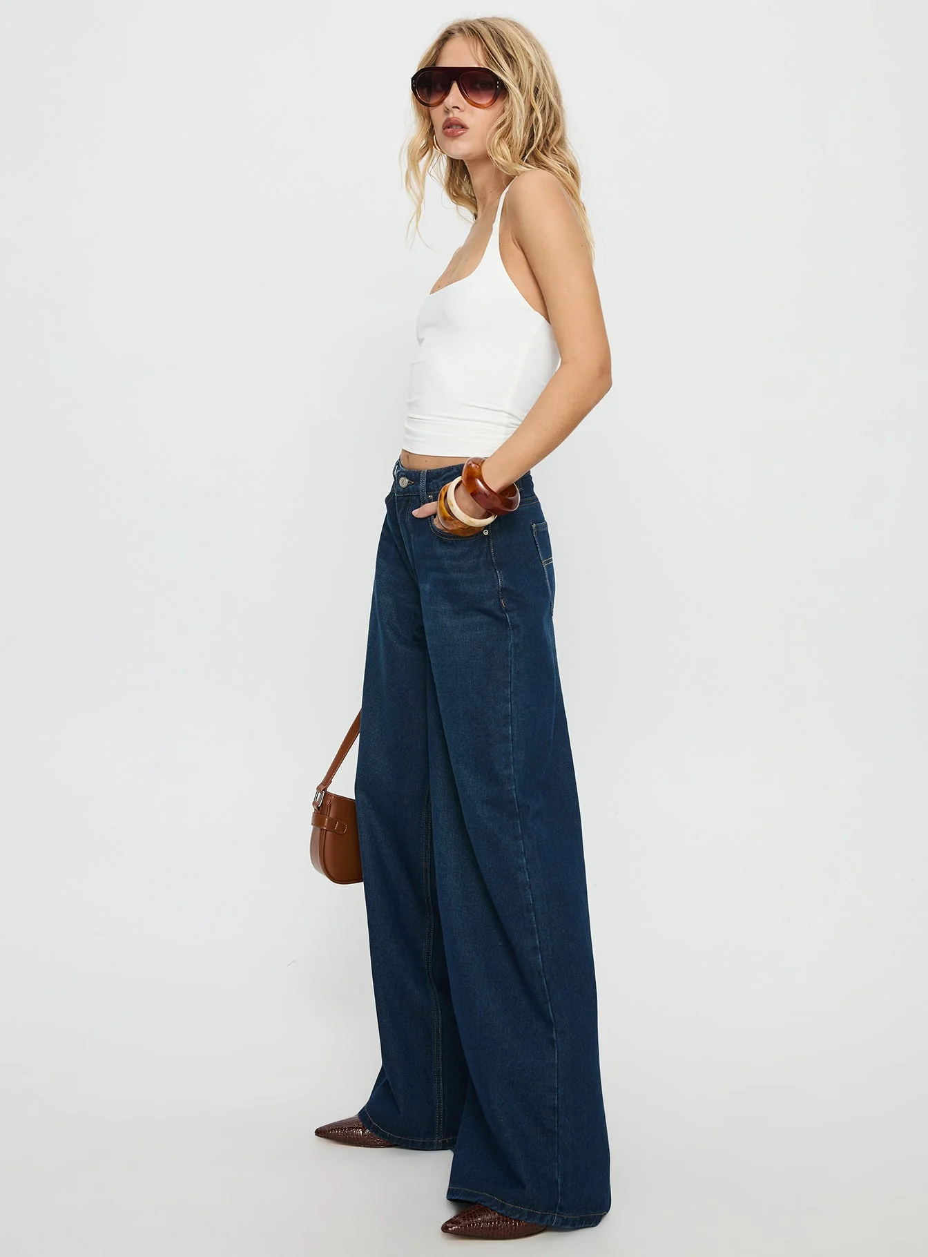 Naylor Mid Rise Wide Leg Jeans Mid Blue Denim Tall - Image 4