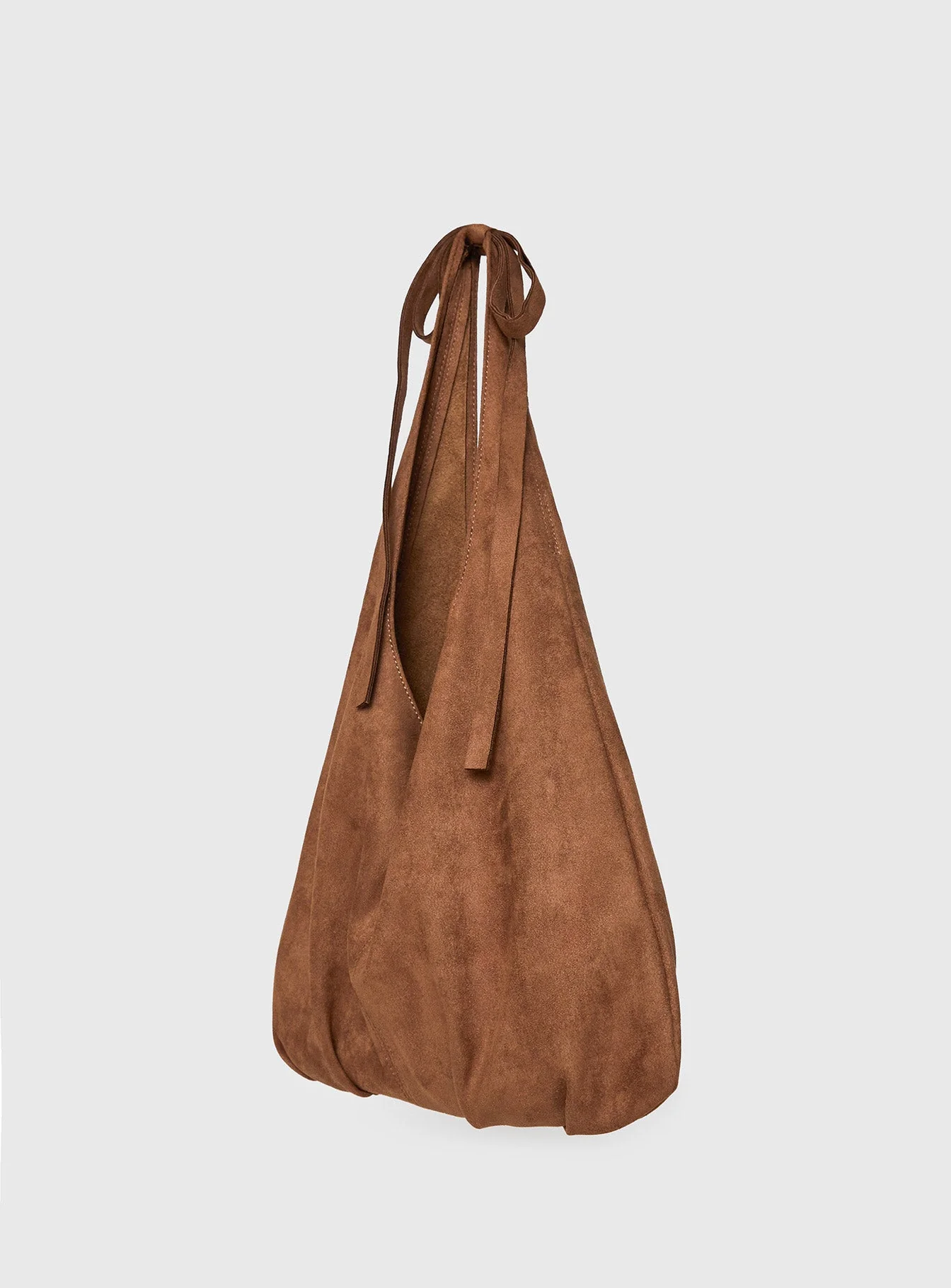 Neddy Faux Suede Bow Bag Brown - Image 3