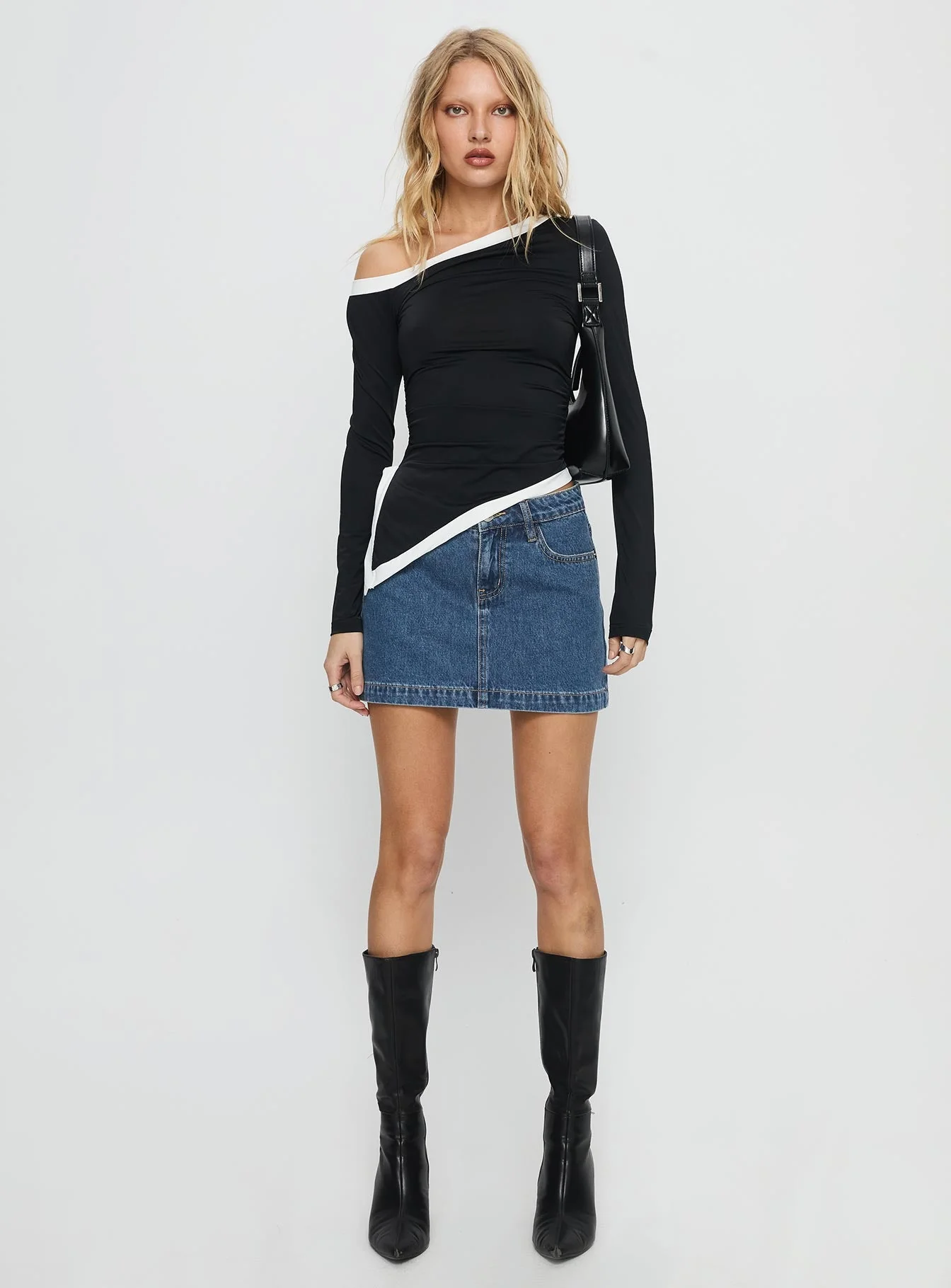Nickei Denim Mini Skirt Mid Wash - Image 8