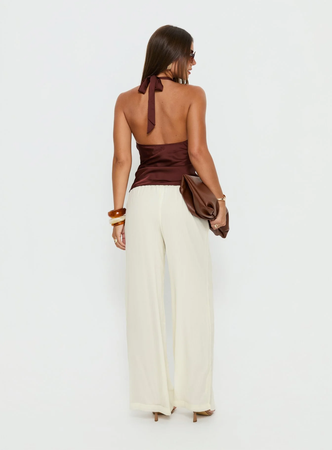 Nonnah Chiffon Straight Leg Pants Cream - Image 5