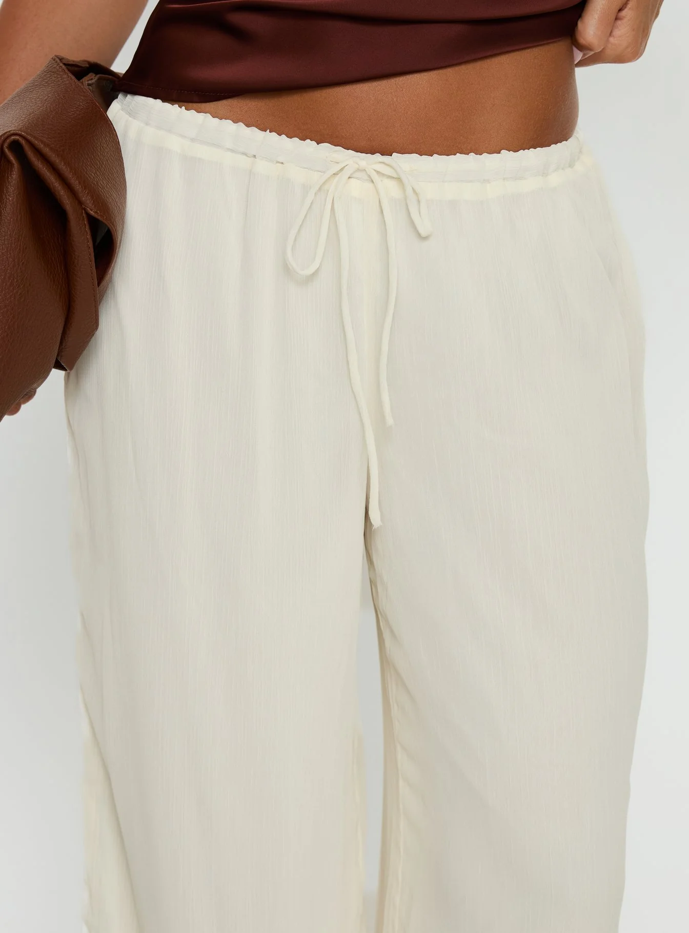 Nonnah Chiffon Straight Leg Pants Cream - Image 6