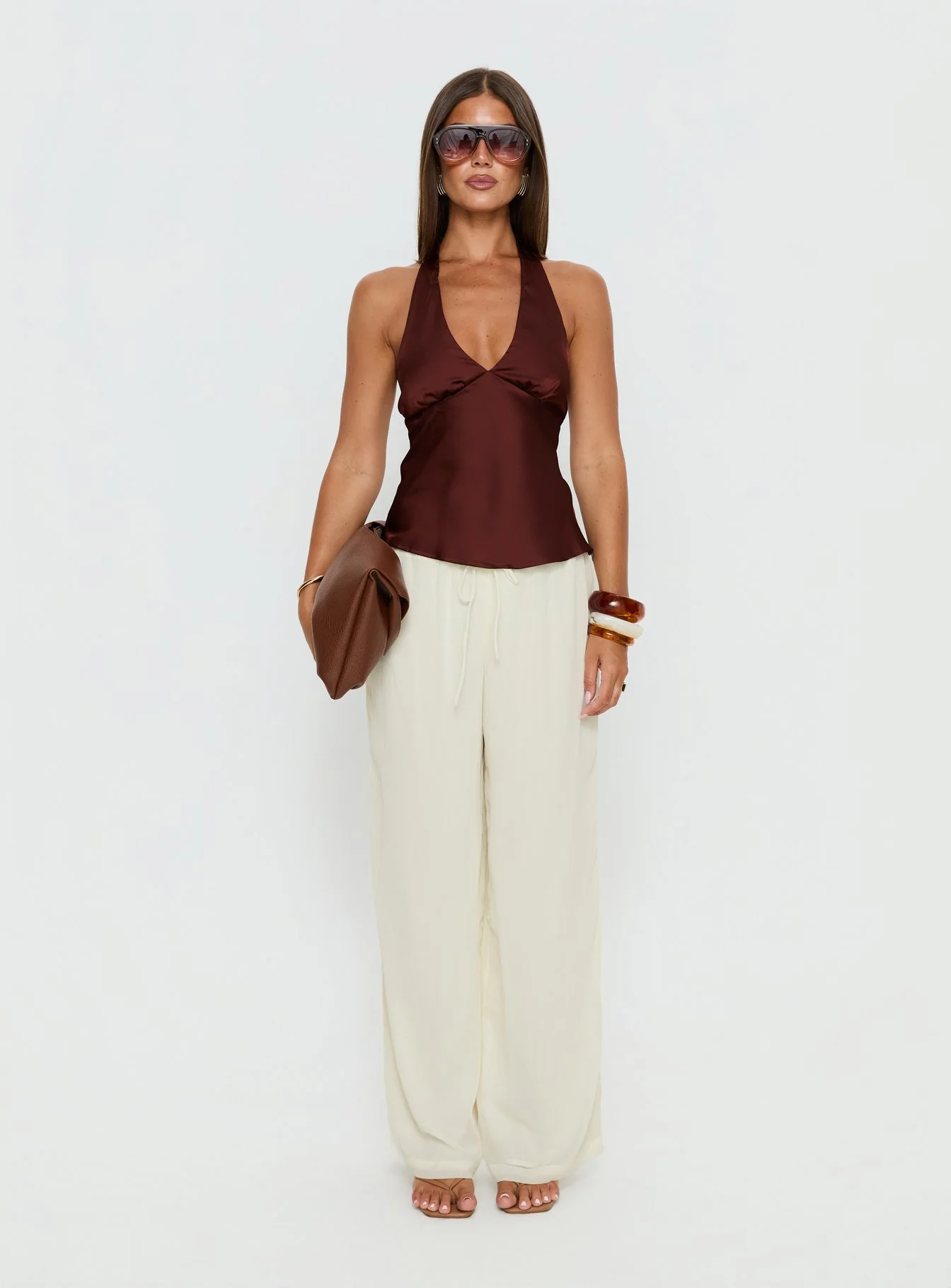 Nonnah Chiffon Straight Leg Pants Cream - Image 7