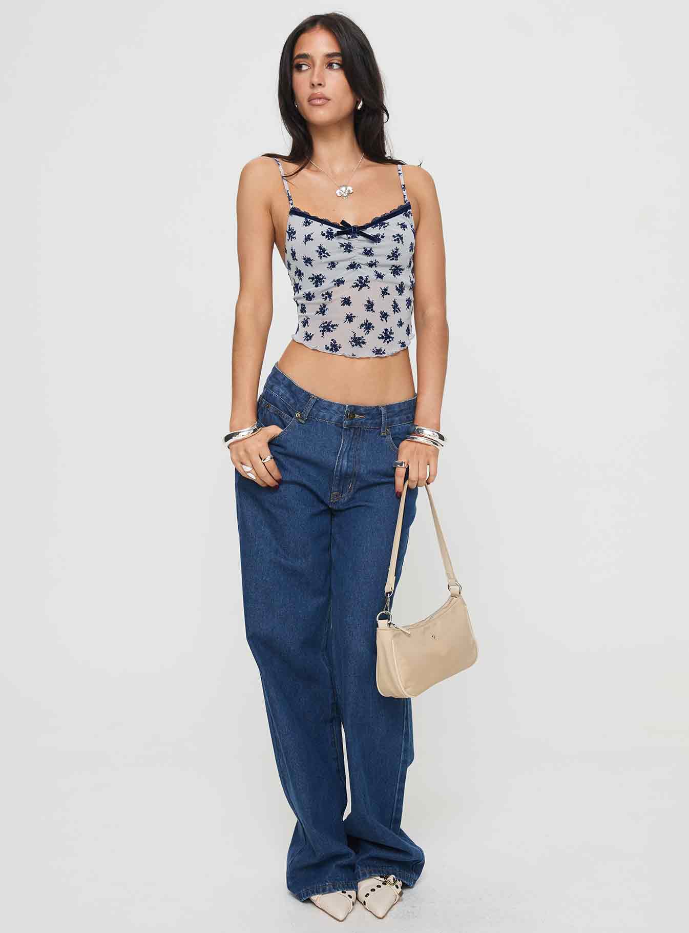 Norde Top Floral Cluster Pale Grey - Image 3
