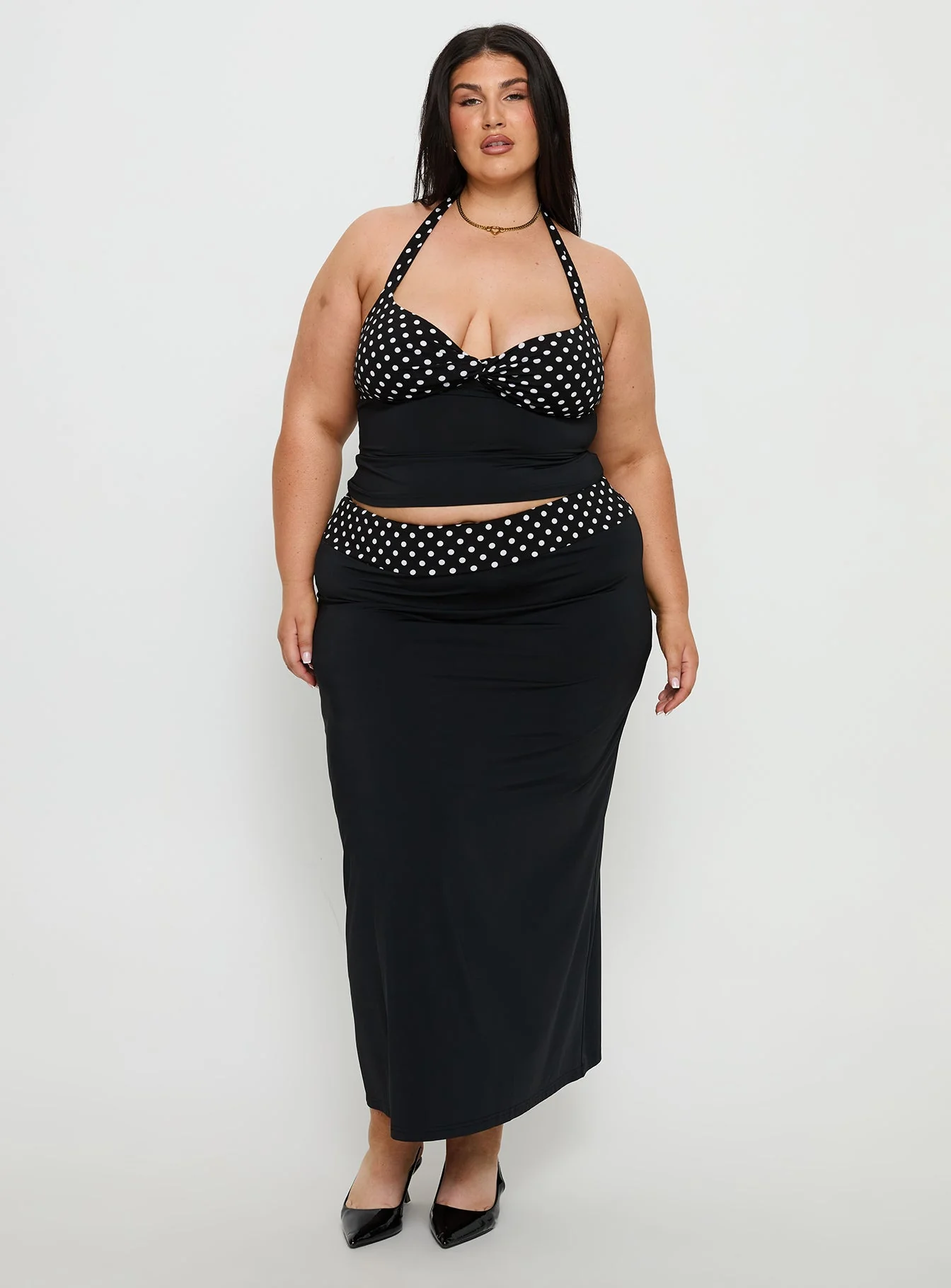Norelle Halter Set Black Polka Curve - Image 3