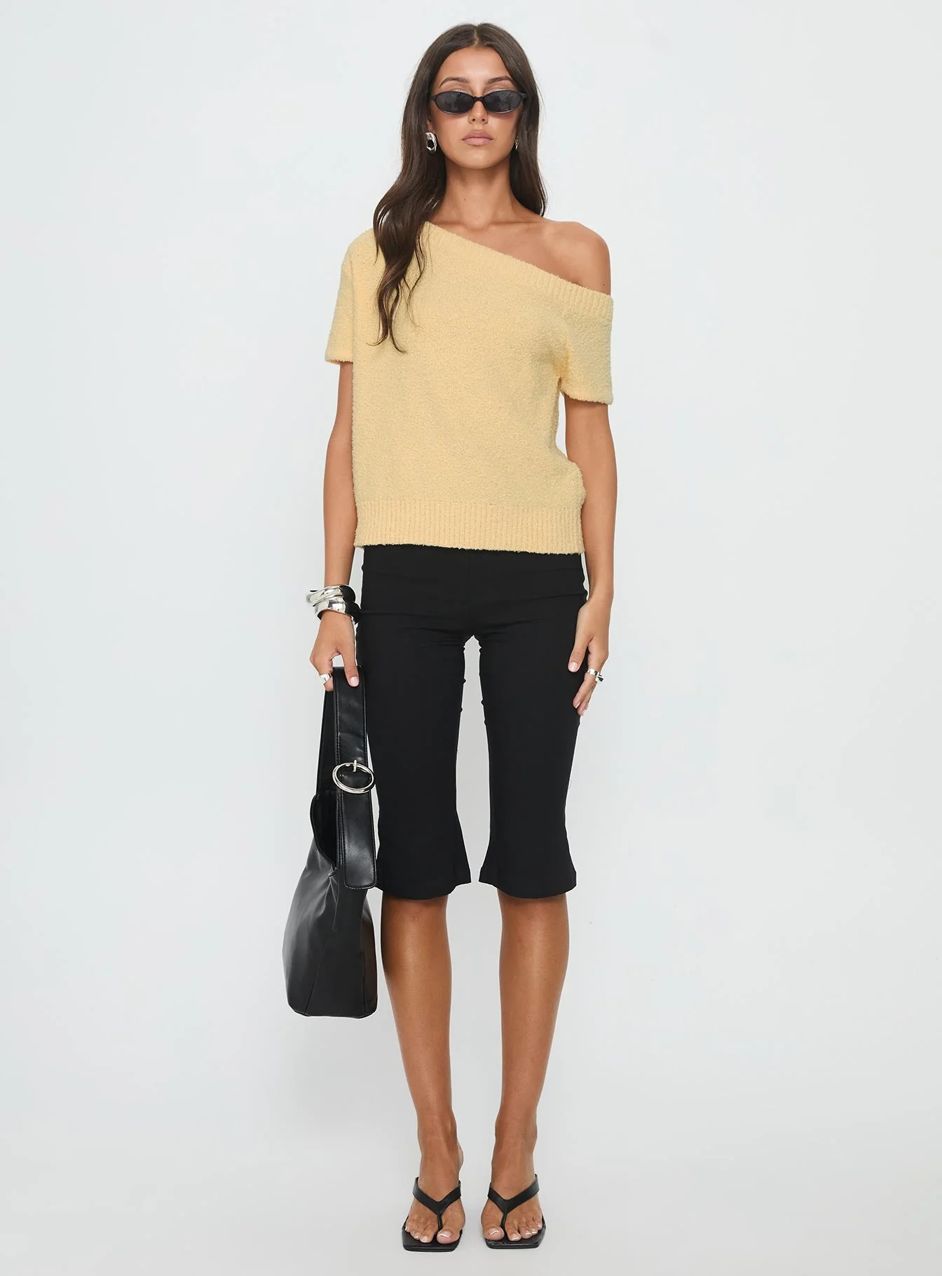 Nori Boucle Off Shoulder Slouchy Top Butter Yellow - Image 7