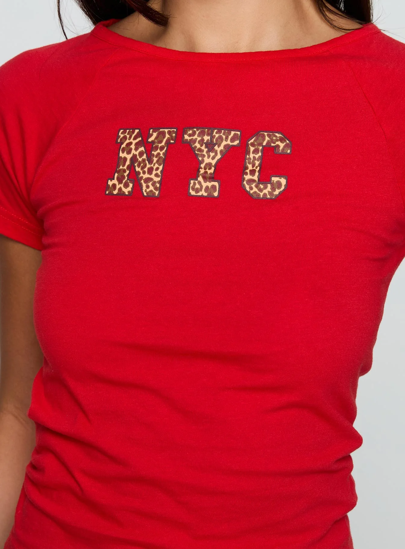 Nyc Leopard Graphic Top Red - Image 6