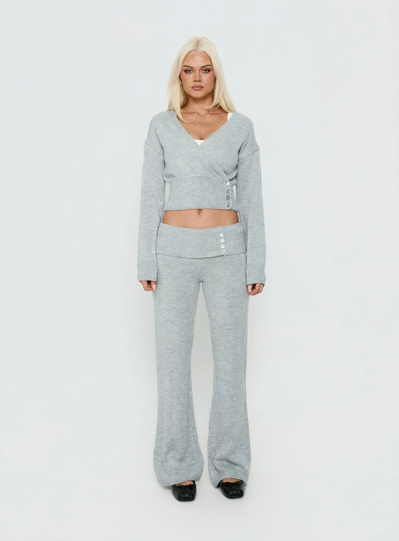 Odeline Wrap Knit Jumper Grey Marle - Image 7