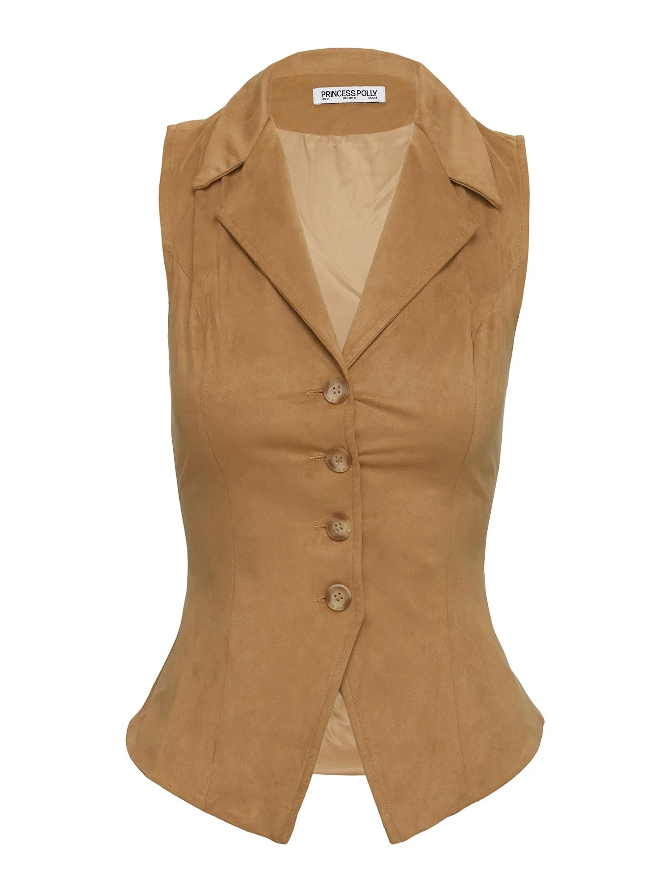 Oh So Retro Faux Suede Vest Beige - Image 5