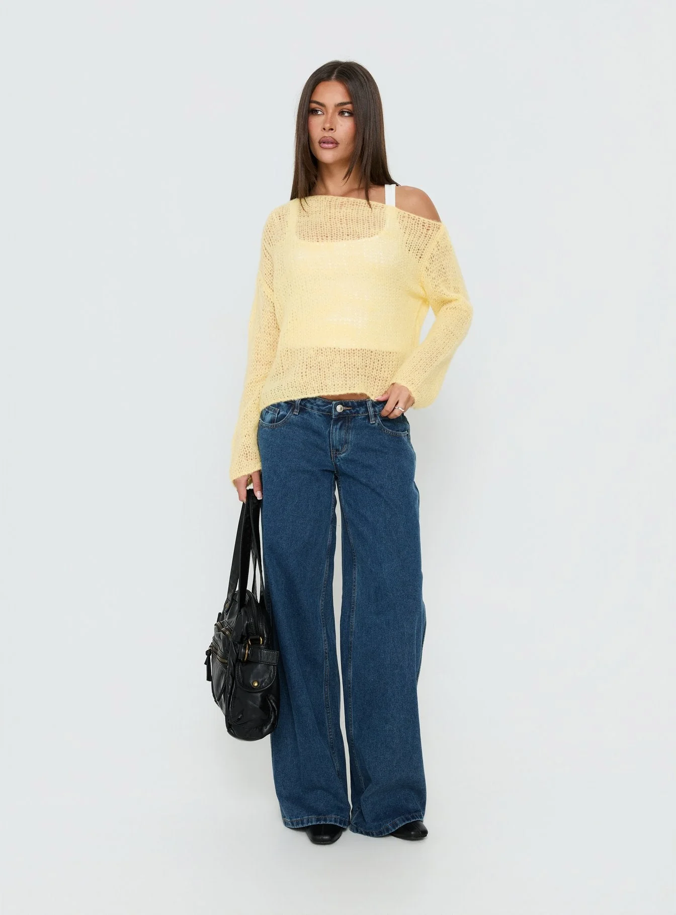 Othilia Off Shoulder Knit Jumper Yellow - Image 2