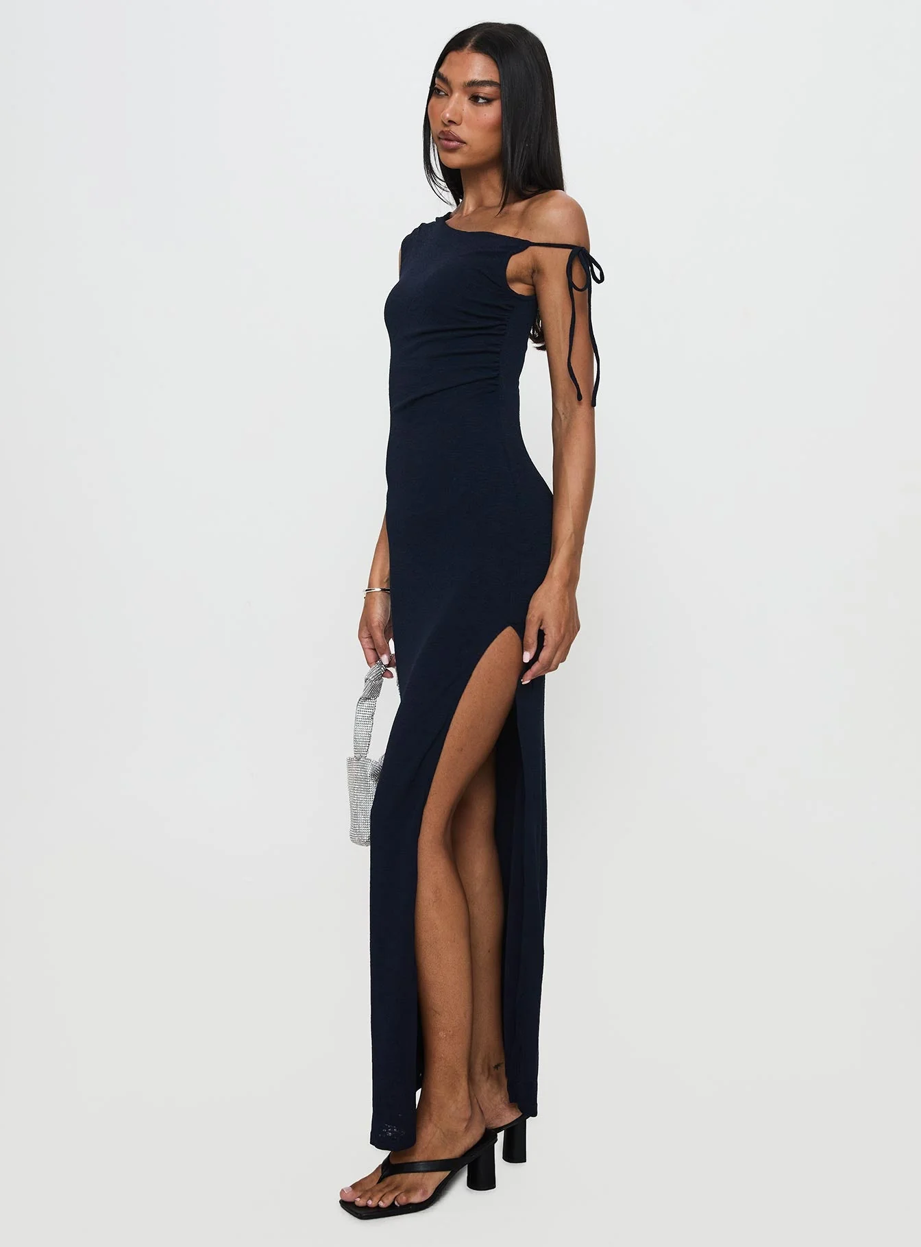 Paislee Asymmetrical Maxi Dress Navy - Image 3