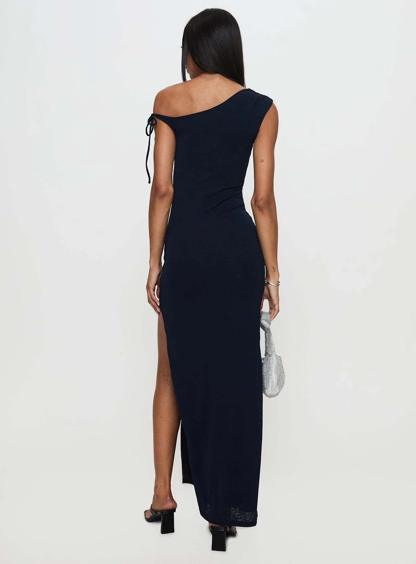 Paislee Asymmetrical Maxi Dress Navy - Image 4