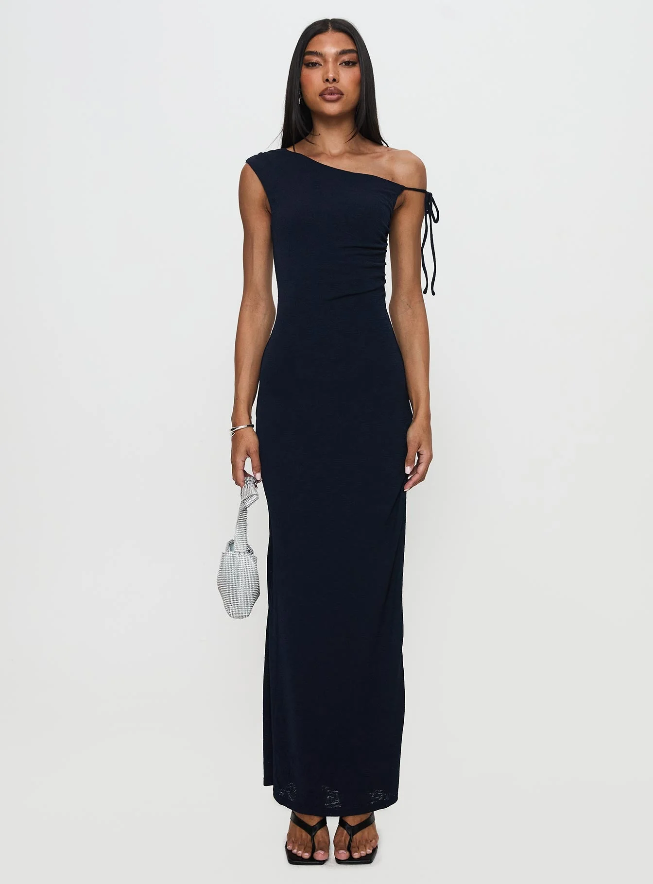 Paislee Asymmetrical Maxi Dress Navy - Image 6
