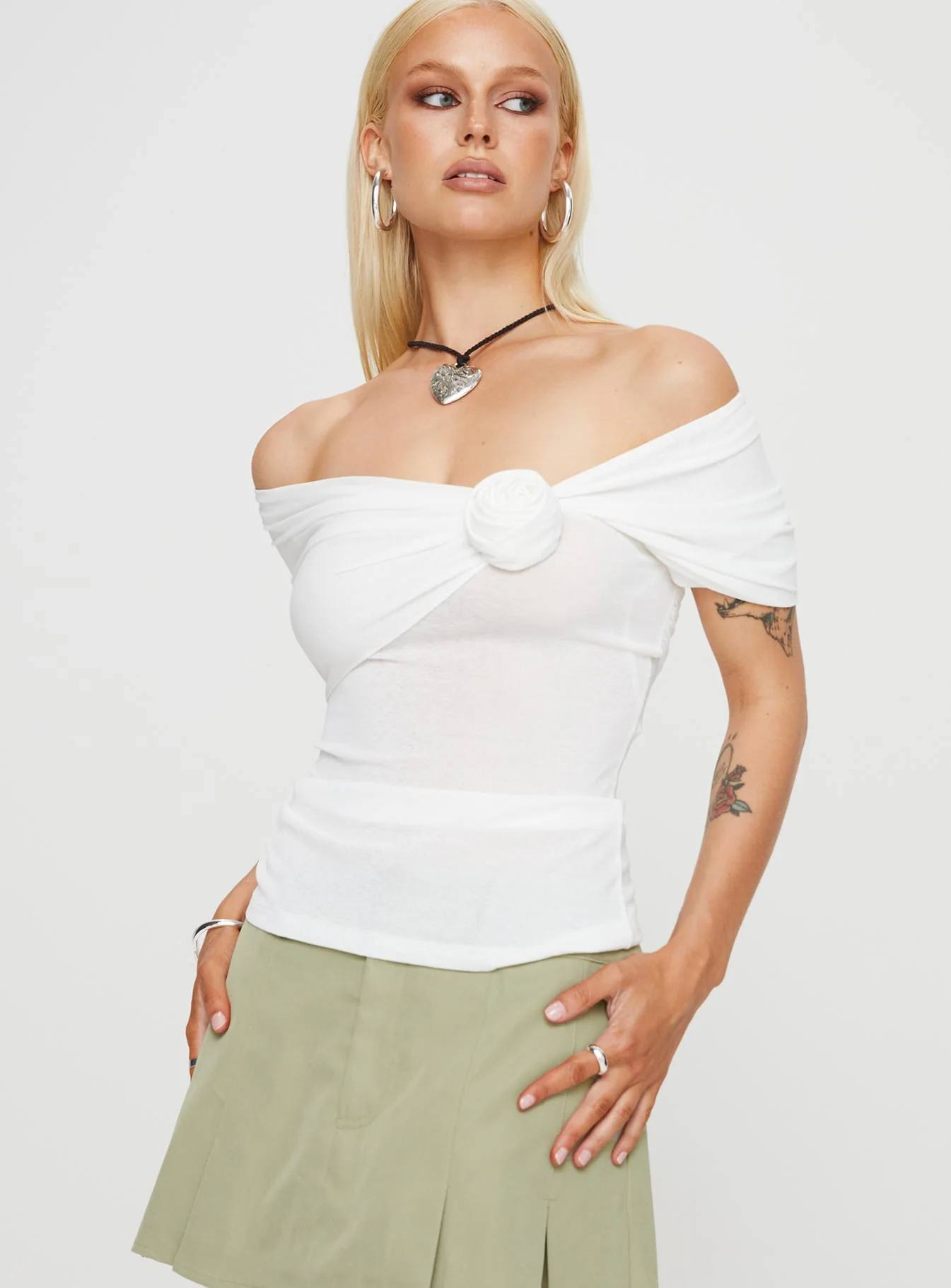 Pally Rose Off The Shoulder Top White - Image 3