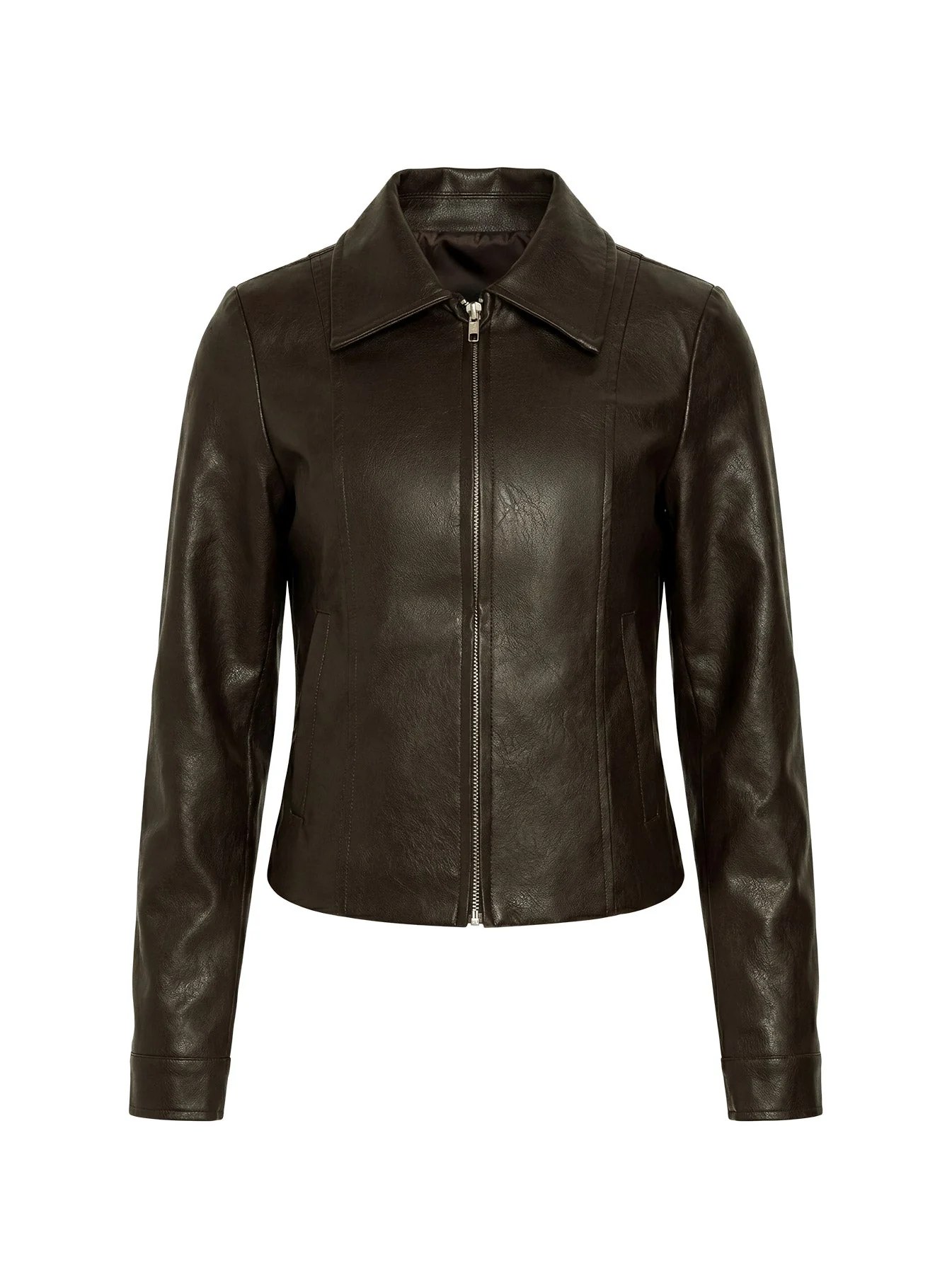 Palomino Fitted Faux Leather Jacket Brown - Image 8
