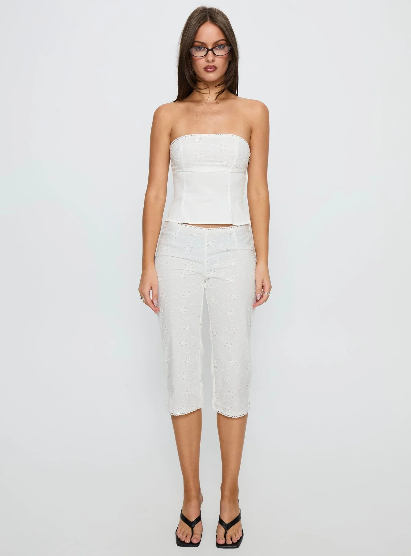 Pamella Anglaise Capri Pant White - Image 7