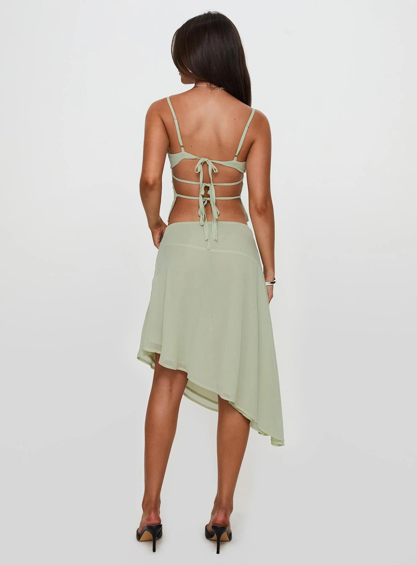 Pappilion Asymmetrical Midi Skirt Sage Petite - Image 8
