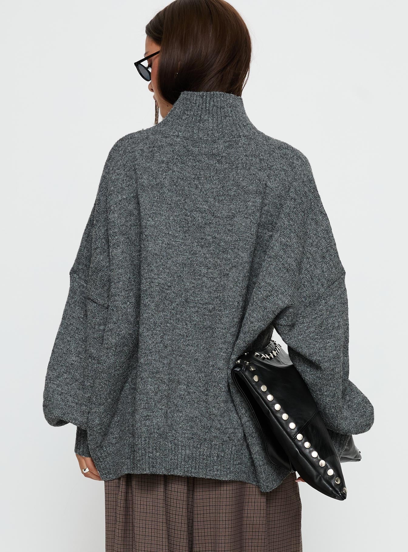 Patrizia Funnel Neck Knit Sweater Grey - Image 4