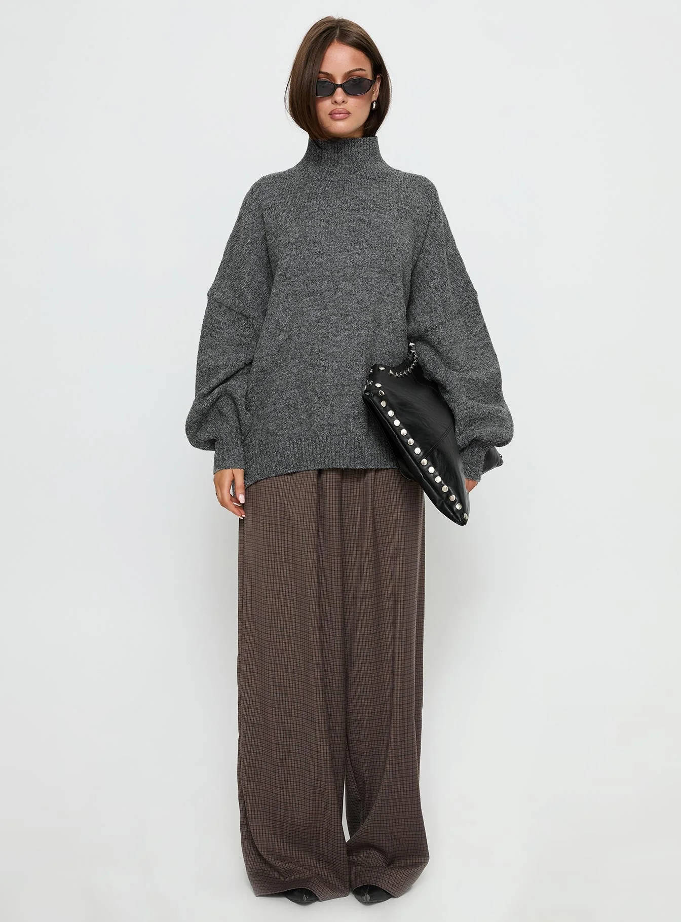 Patrizia Funnel Neck Knit Sweater Grey - Image 6
