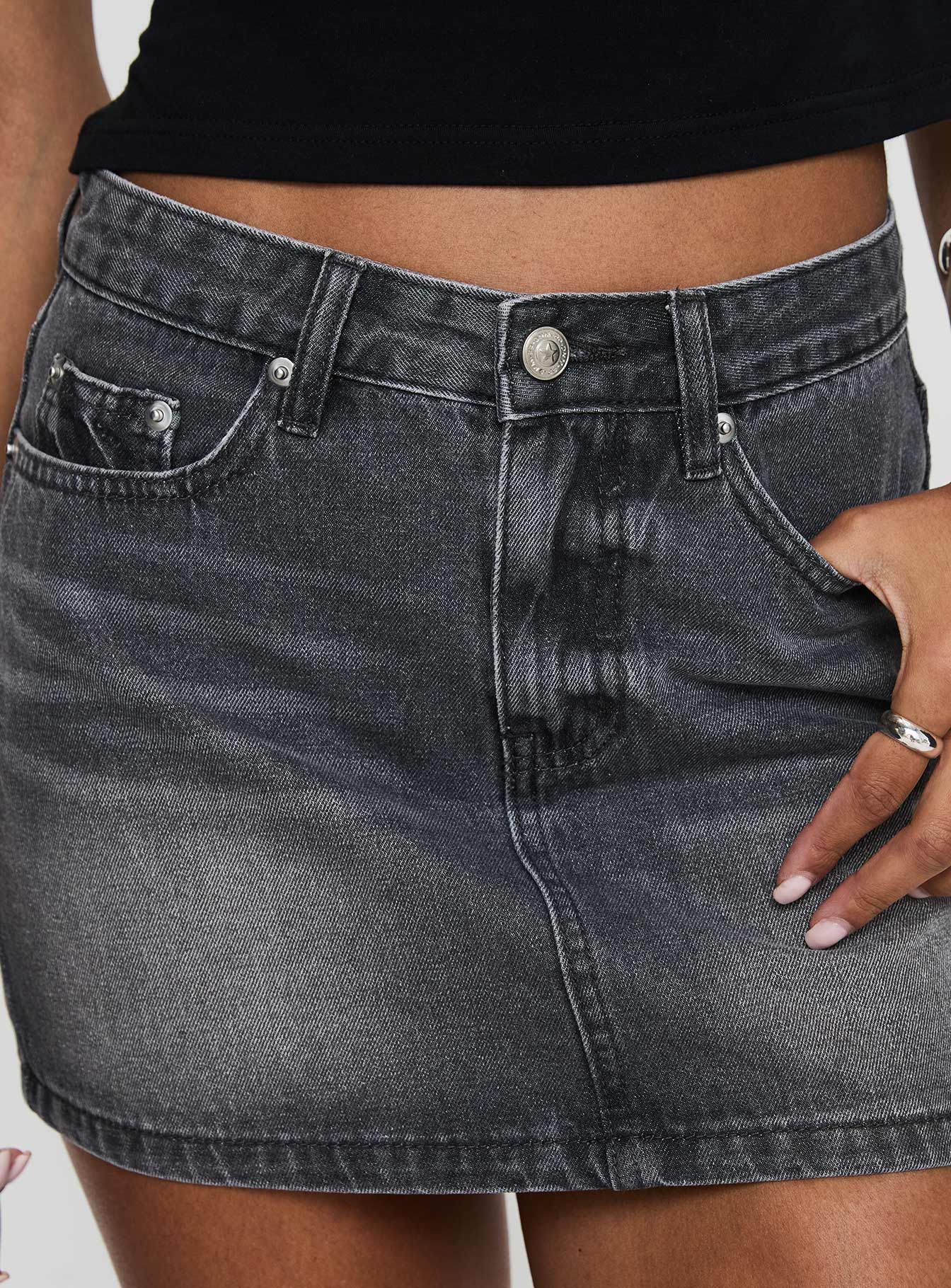 Paulette Denim Mini Skirt Grey Wash - Image 5