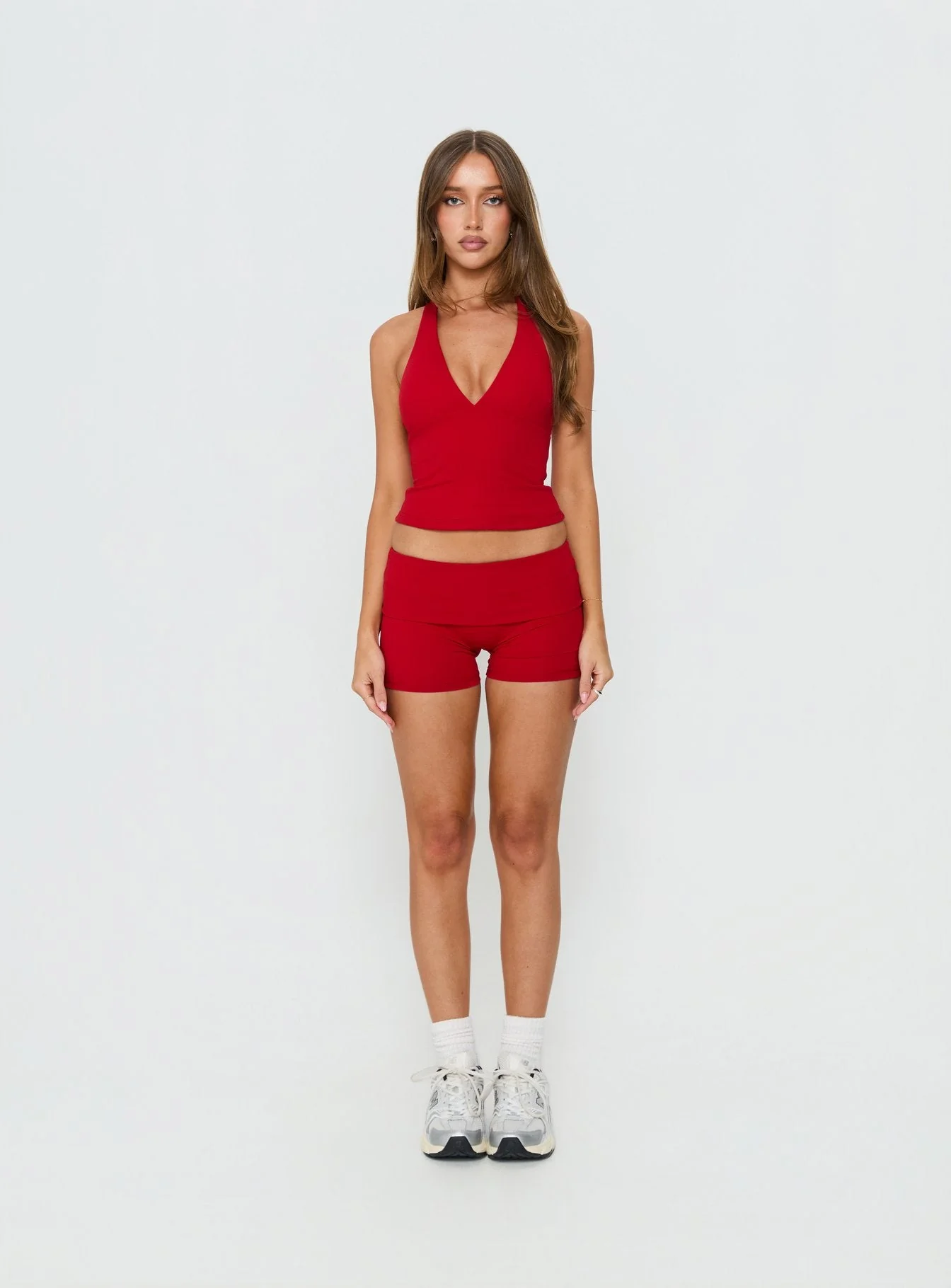 Peak Foldover Micro Shorts Red - Image 8