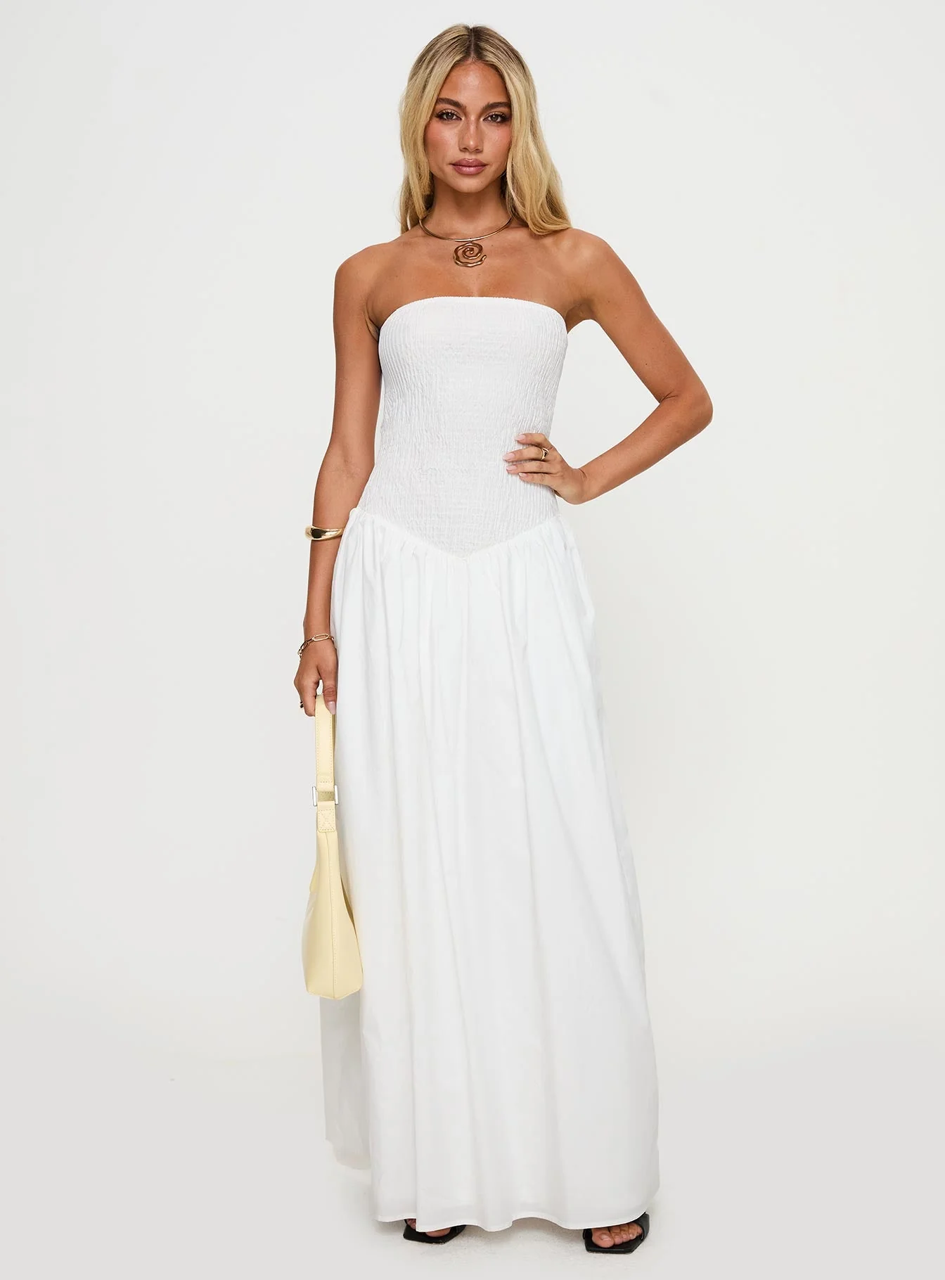 Percie Strapless Maxi Dress White - Image 3
